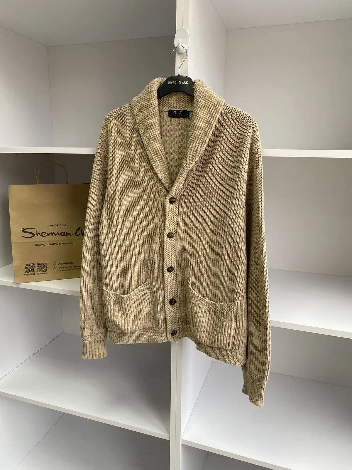 Polo Ralph Lauren × Ralph Lauren × Vintage Vintage Polo Ralph Lauren Knitted Beige Cardigan Size US L / EU 52-54 / 3 - 3 Thumbnail