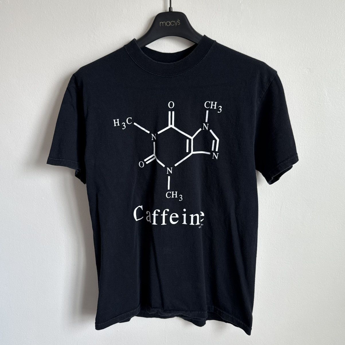 Vintage Jerzees Black Caffeine Molecule Science Graphic T-Shirt 1991 Size US M / EU 48-50 / 2 - 2 Thumbnail