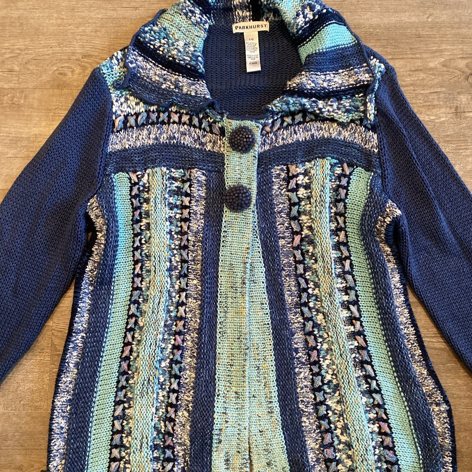 Parkhurst Vtg Parkhurst Decorative Cardigan Sweater Cotton -LG Size L / US 10 / IT 46 - 2 Thumbnail
