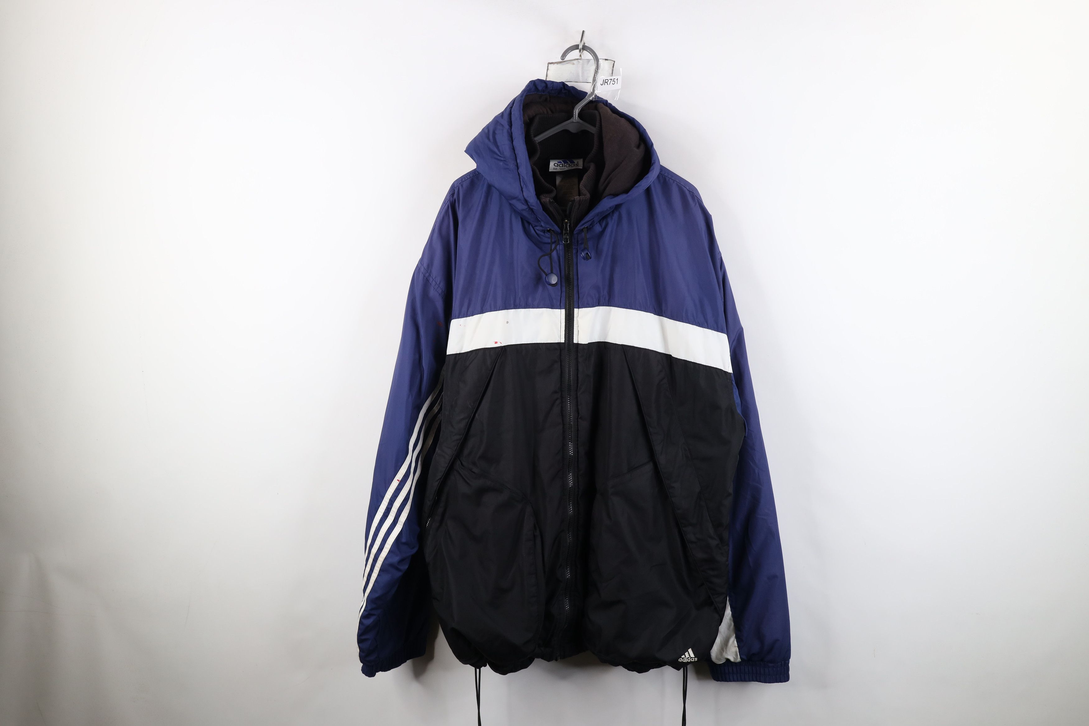 Adidas Vintage 90s Adidas Spell Out Hooded Puffer Jacket Coat Size US XXL / EU 58 / 5 - 1 Thumbnail