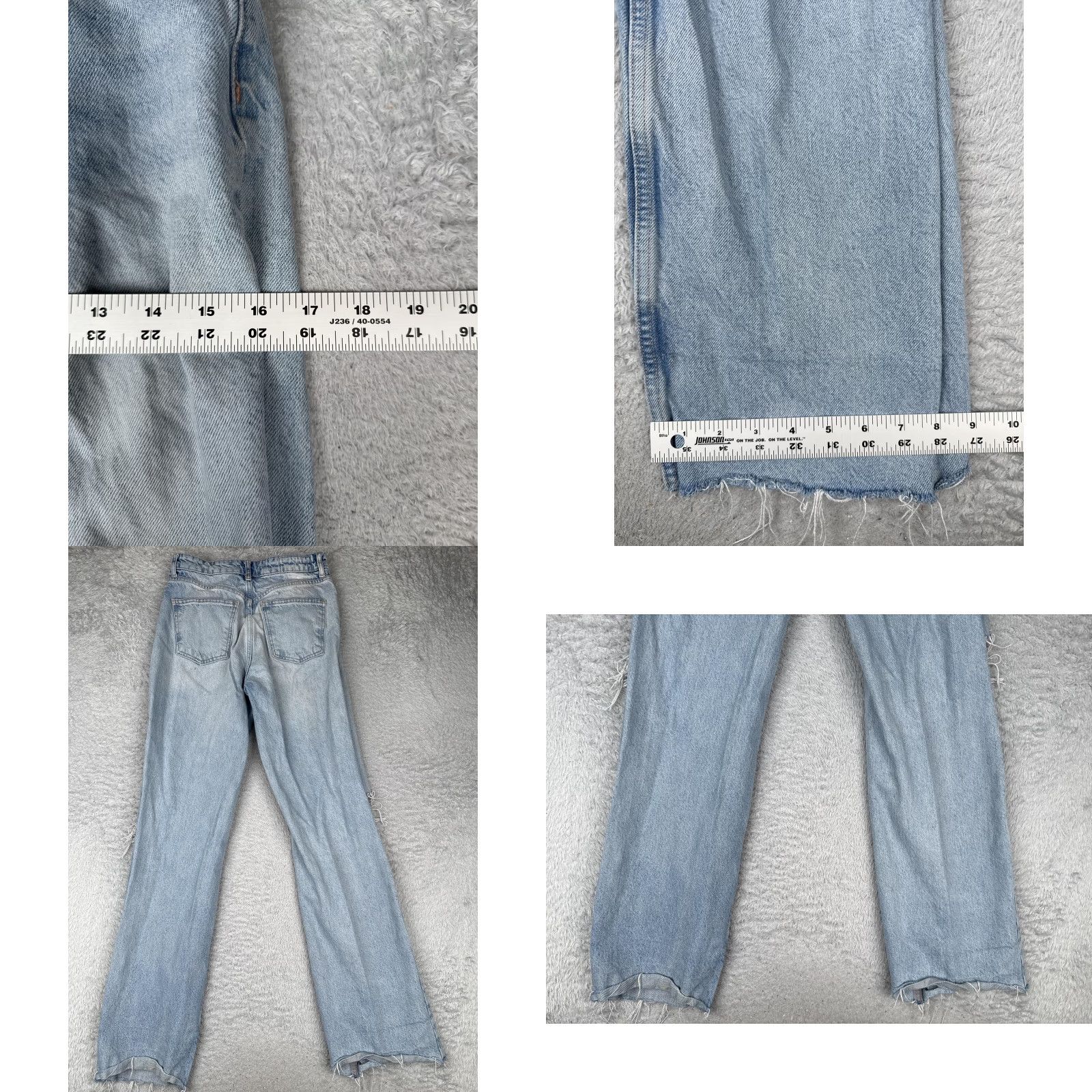 Zara Zara Jeans Women 6 Light Wash Distressed Ripped Knee High Rise Raw Hem Wide Leg Size 28" / US 6 / IT 42 - 9 Thumbnail