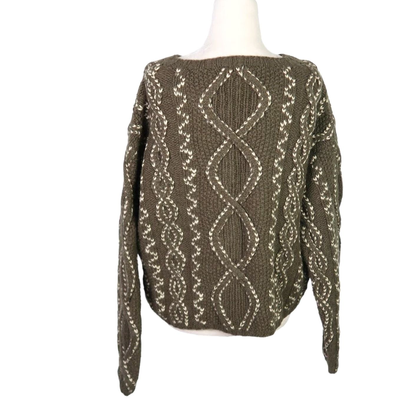Vintage VINTAGE INC International Concepts Olive Green and Cream Wool Sweater M Size M / US 6-8 / IT 42-44 - 4 Thumbnail