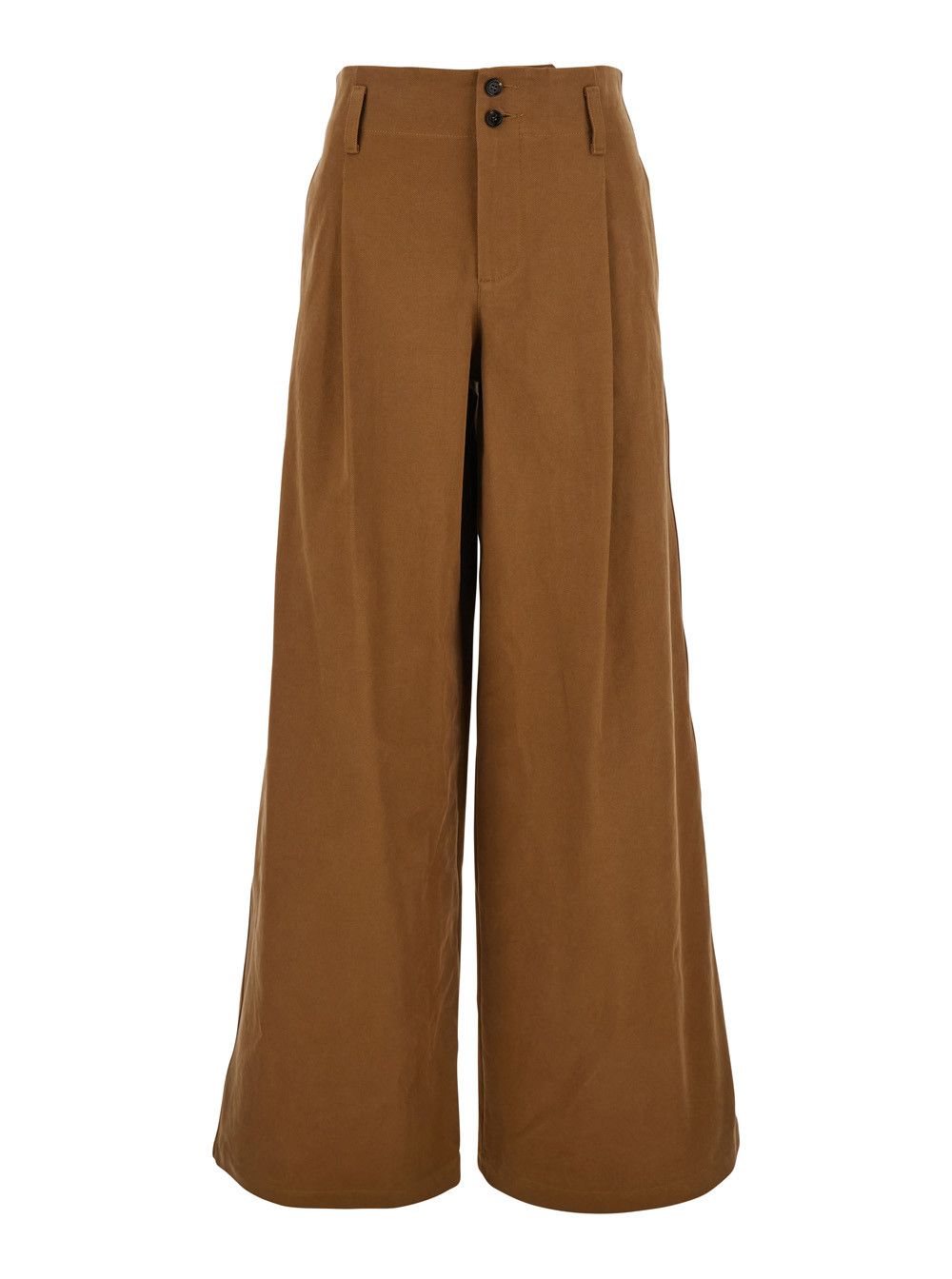 Chloe Brown Pants with Belt Loops and Wide Leg in Cotton Woman Size 27" / US 4 / IT 40 - 1 Thumbnail