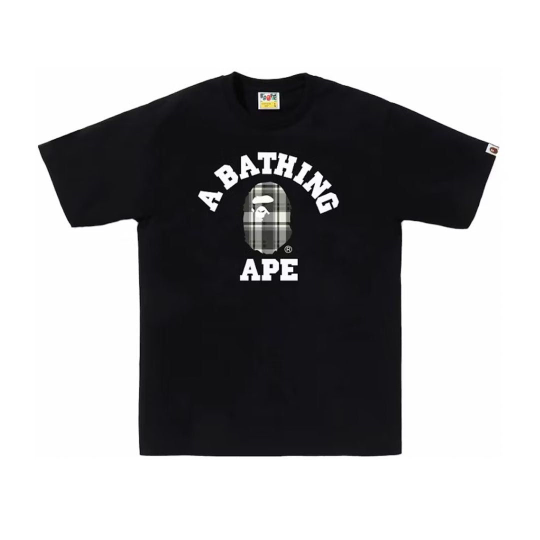 Bape Check College Tee Black Size US XXL / EU 58 / 5 - 1 Preview