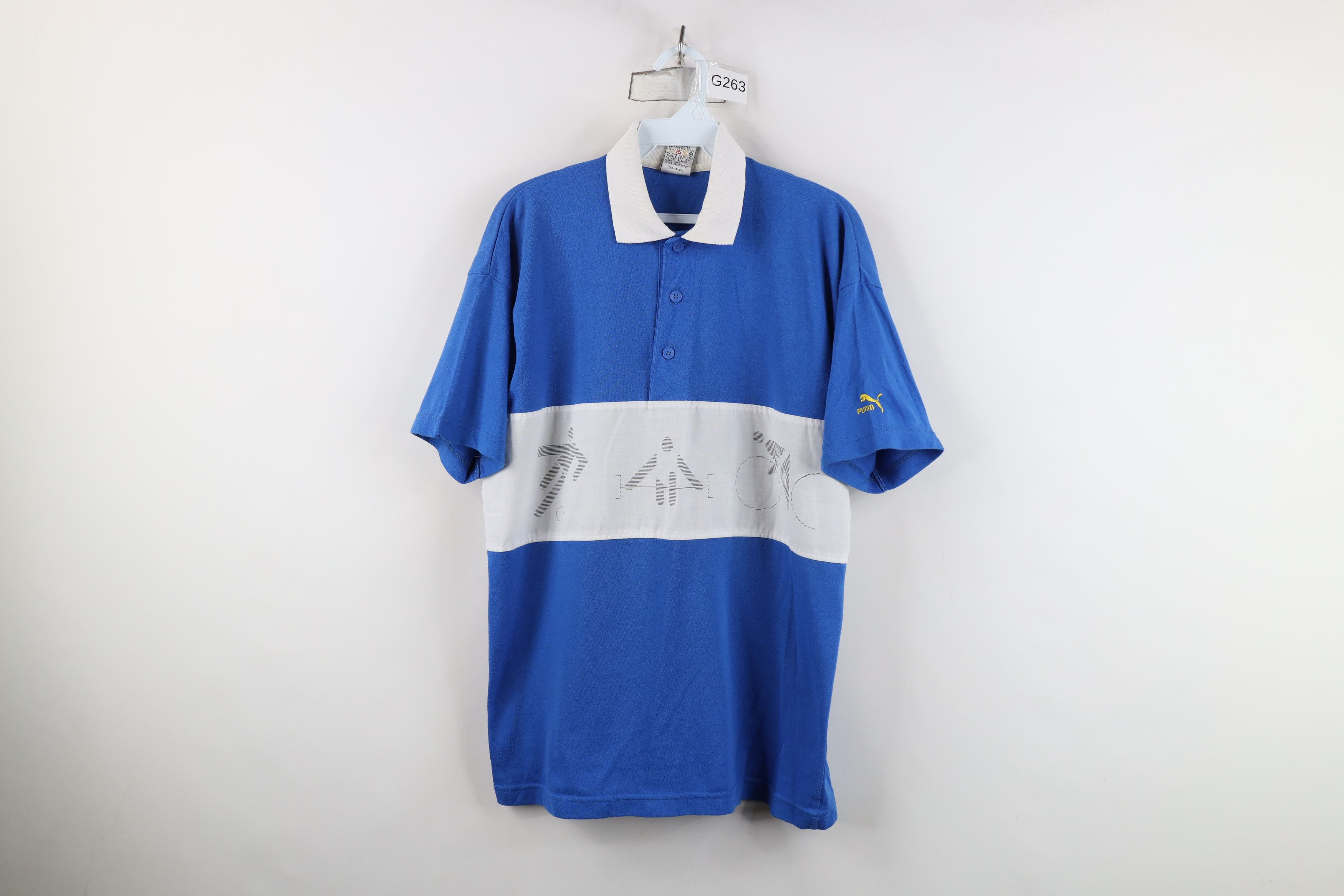 Puma Vintage 80s 90s Puma Sports Collared Rugby Polo Shirt Blue Size US M / EU 48-50 / 2 - 1 Thumbnail