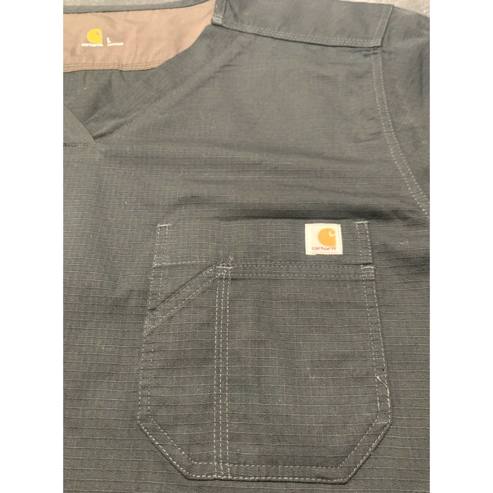 Carhartt CARHARTT Scrub Top Medical Black Short Sleeve Adult Large Rip Stop Mens Size US L / EU 52-54 / 3 - 3 Thumbnail