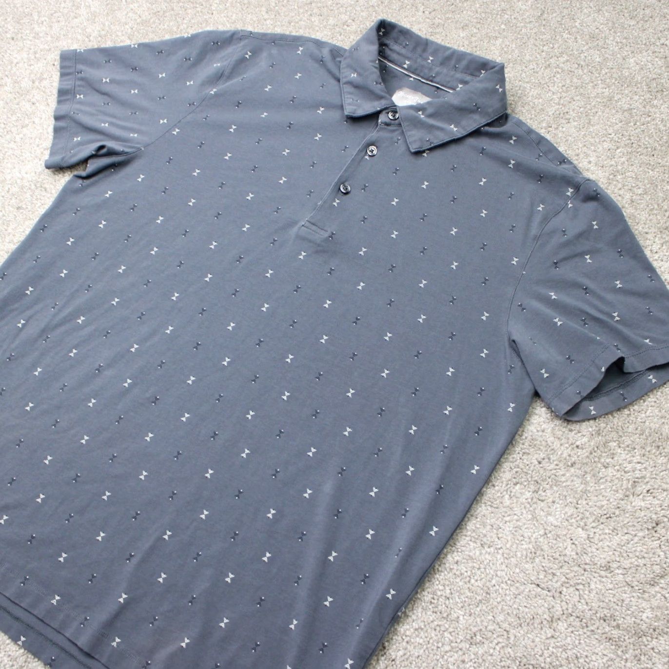 Vintage Hickey Freeman Polo Shirt Mens Large Blue Geometric S/S Pima Cotton Polyester Blend Spandex Shirt Size US L / EU 52-54 / 3 - 3 Thumbnail
