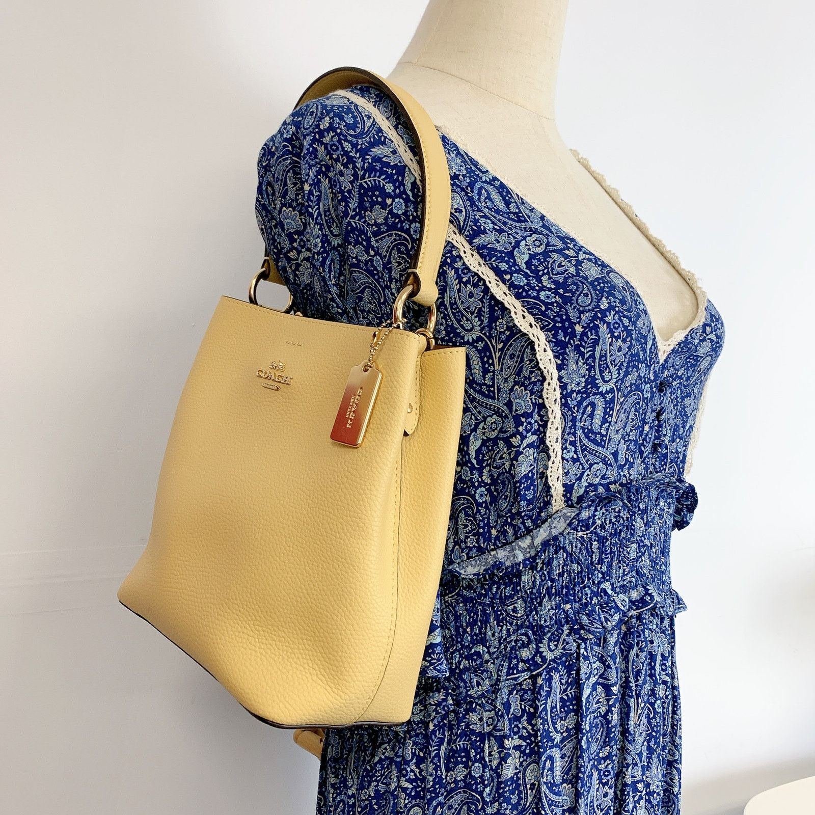 image of Coach 1011 Small Town Bucket Bag In Yellow, Women's