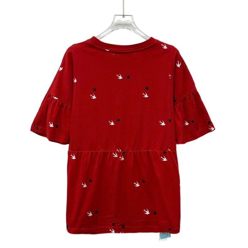 Alexander McQueen Alexander Mcqueen Red swallow print cotton round-neck lotu Size XS / US 0-2 / IT 36-38 - 2 Thumbnail