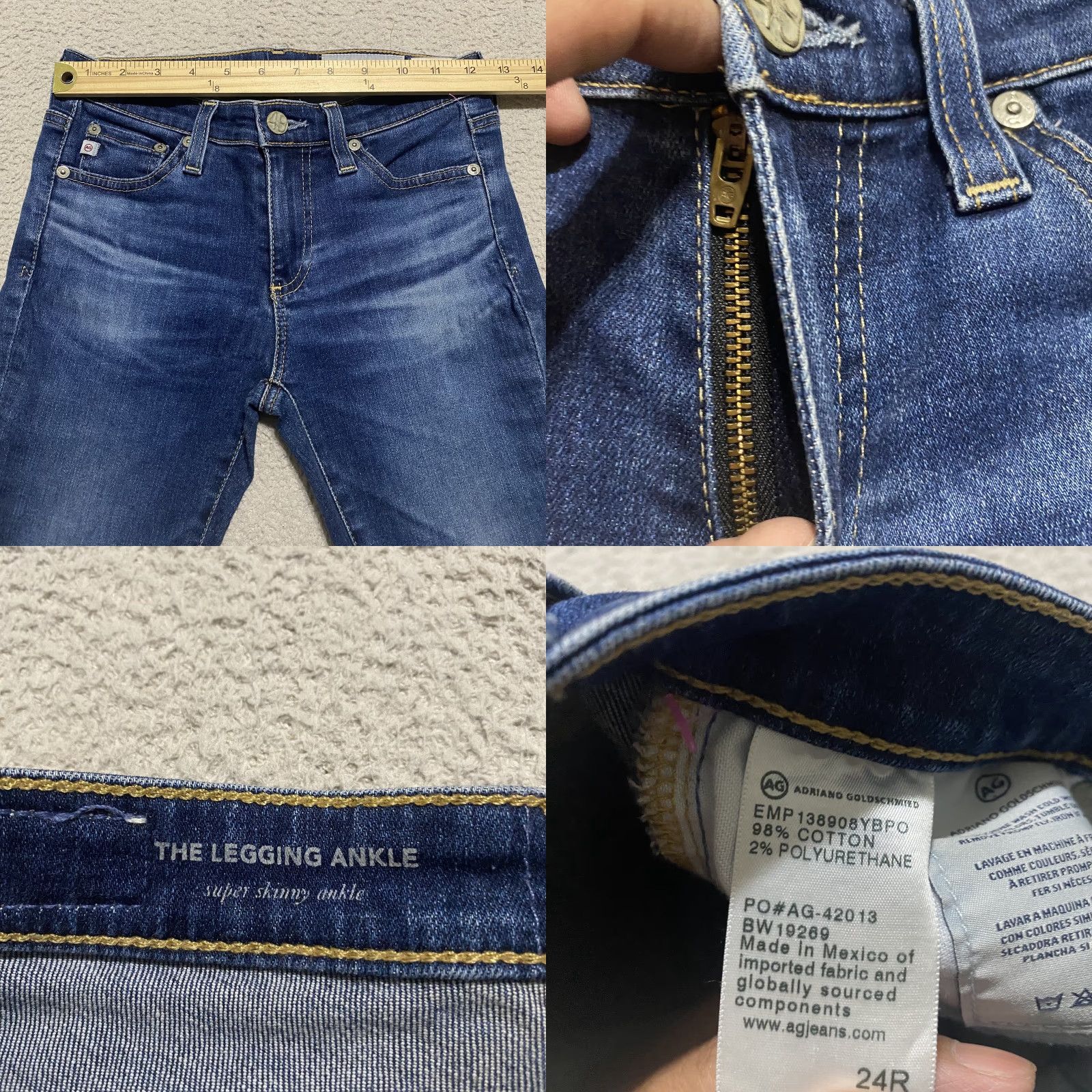 Denime AG Adriano Goldschmied Jeans Womens 24 Blue Denim The Legging Ankle Super Skinny Jeans - 24 Adult Womens Size 42" / US 20 - 8 Thumbnail