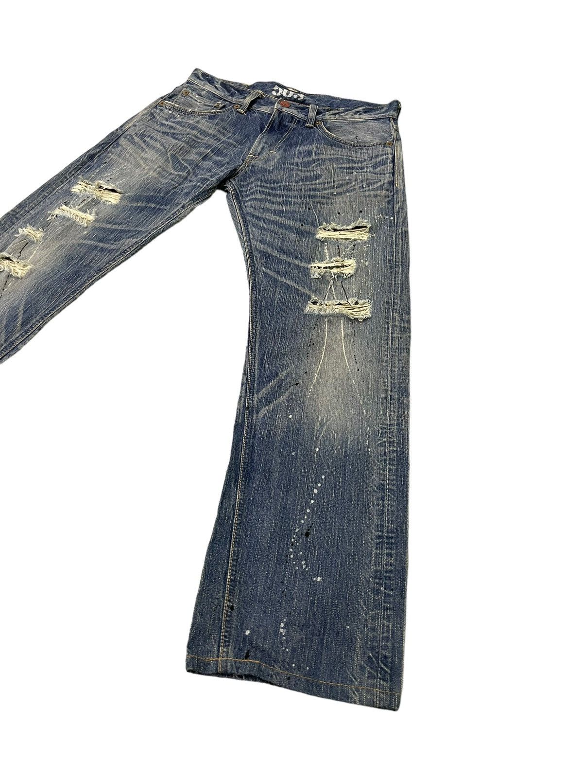 Edwin Distress Jeans Edwin 503 Faded Paint Splash Regular 7🟦5 Size US 34 / EU 50 - 3 Thumbnail