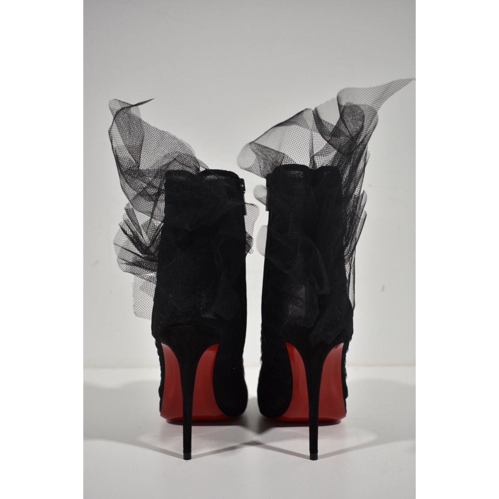 Christian Louboutin Christian Louboutin Libellibooty 100 Black Mesh Tulle Ankle Size US 4.5 / IT 34.5 - 11 Thumbnail