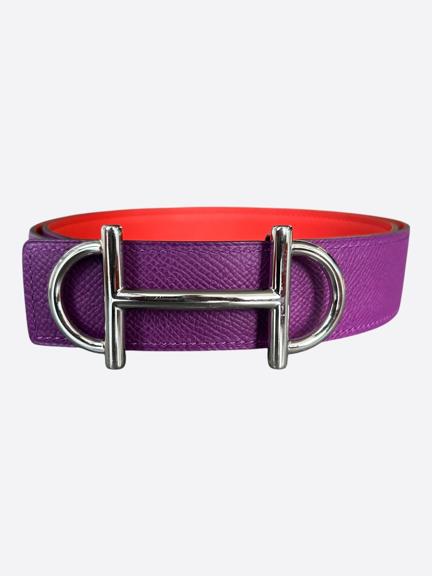 Hermes Hermes Purple & Pink Palladium Gamma Reversible Belt Size 30 - 1 Thumbnail