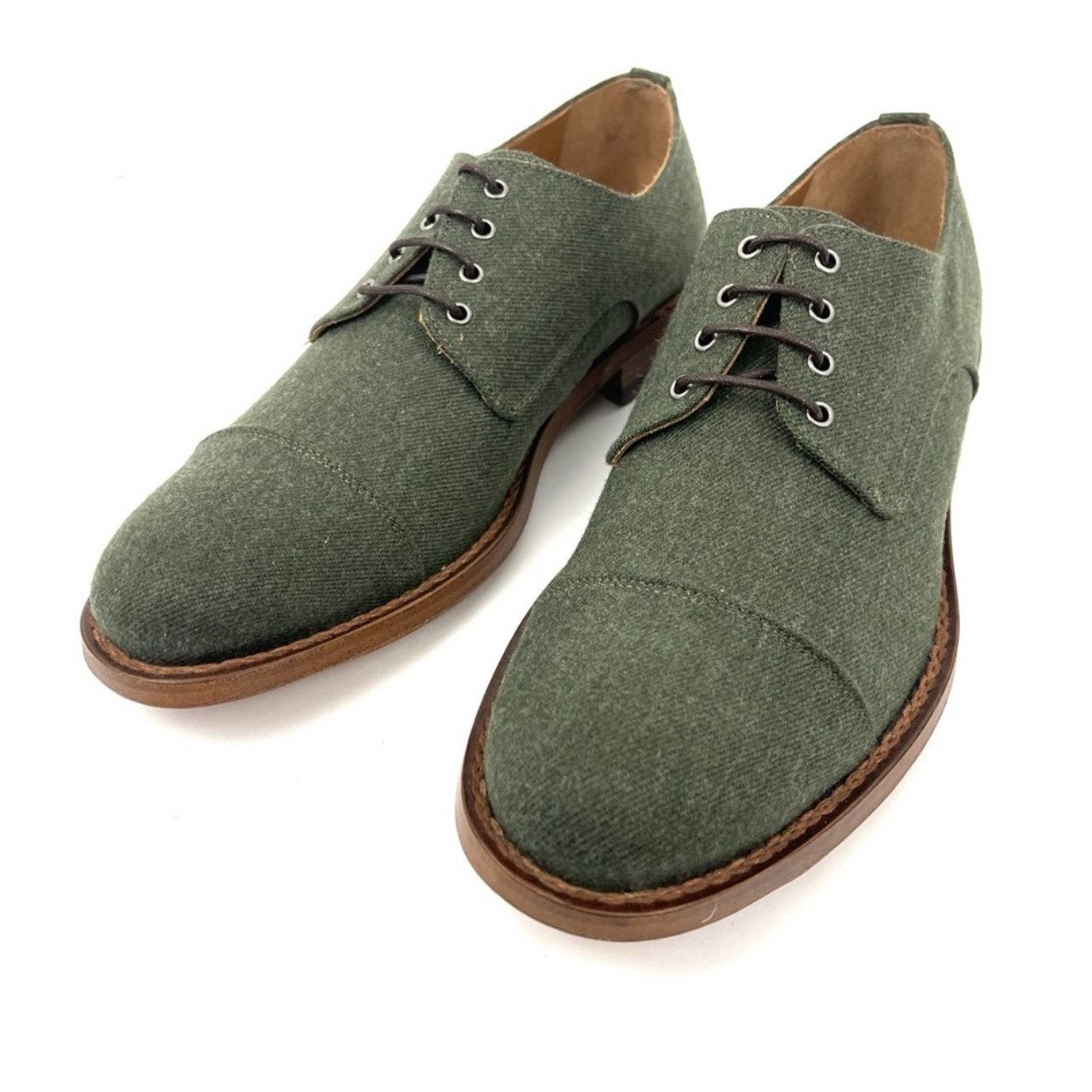 TAFT TAFT The Kennedy Shoe Green Wool Leather Oxford Cap Toe $275 Size US 7.5 / EU 40-41 - 4 Thumbnail