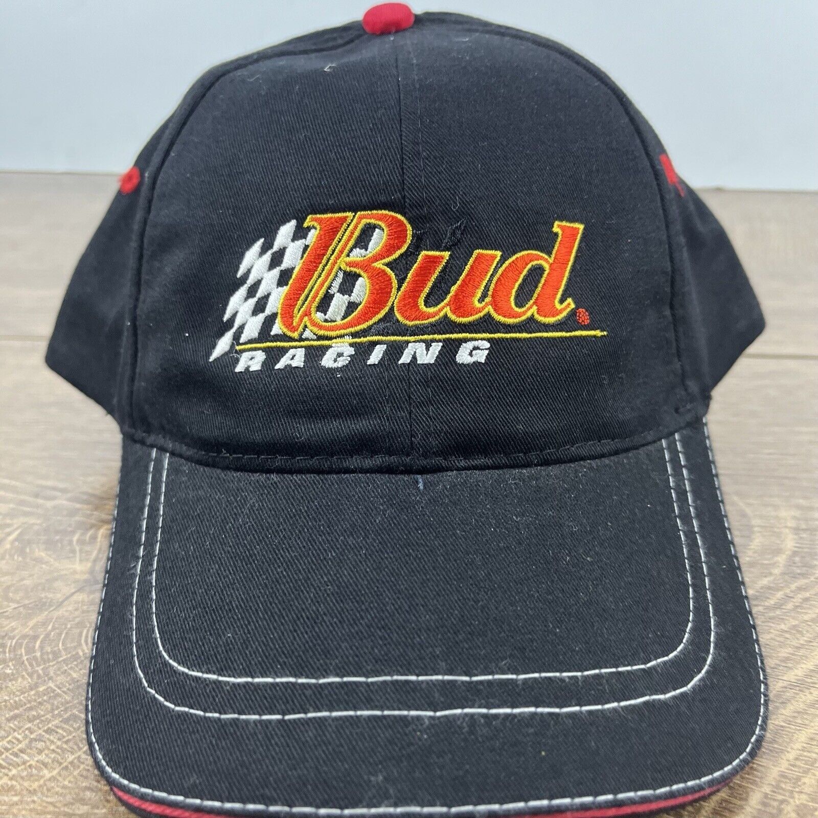 Budweiser Bud Racing Hat NASCAR Budweiser Hat Black Hat Adjustable Bla Size ONE SIZE - 6 Thumbnail