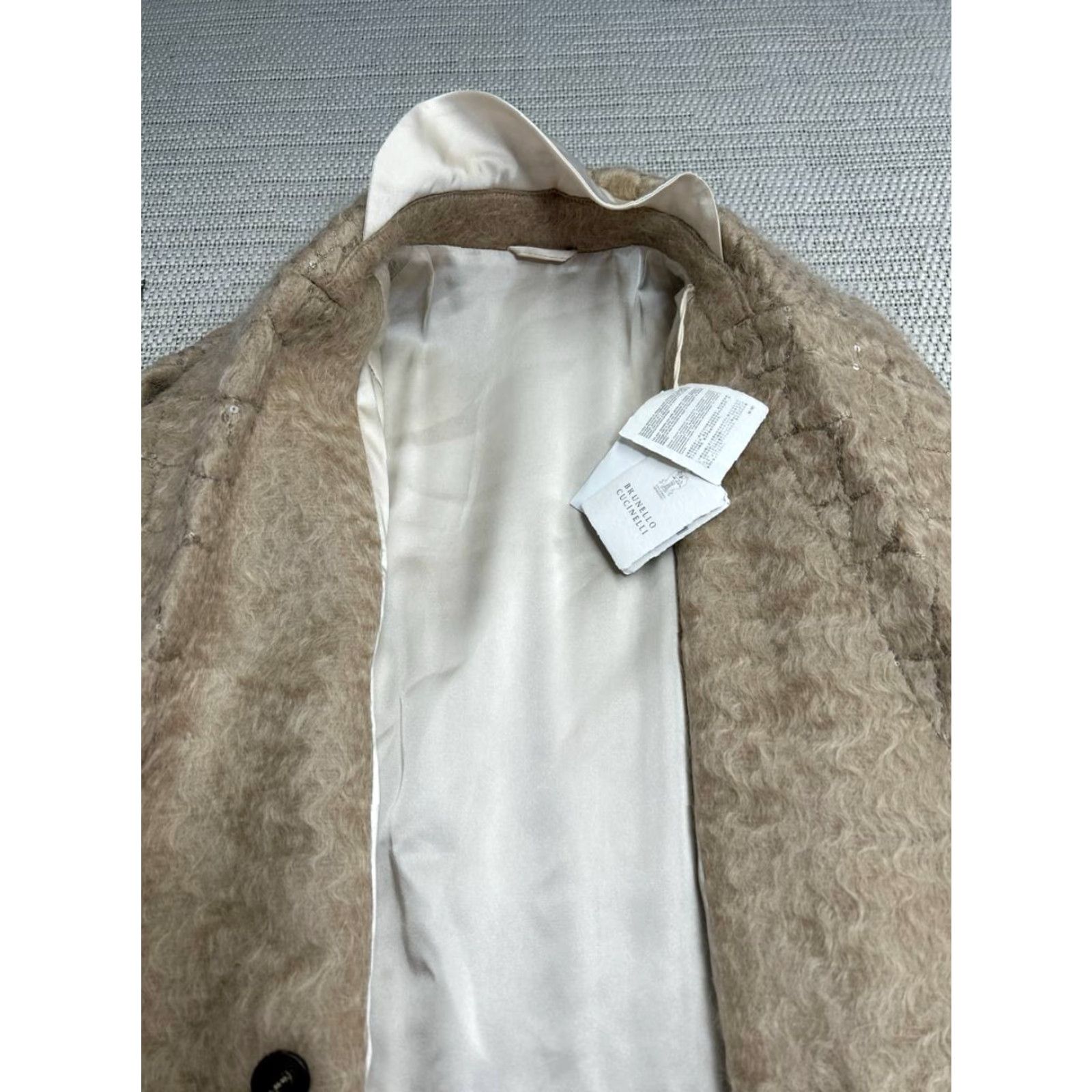 Brunello Cucinelli Brunello Cucinelli Wool Alpaca Croc Jacquard Coat Womens 38 Beige New Size XS / US 0-2 / IT 36-38 - 6 Thumbnail