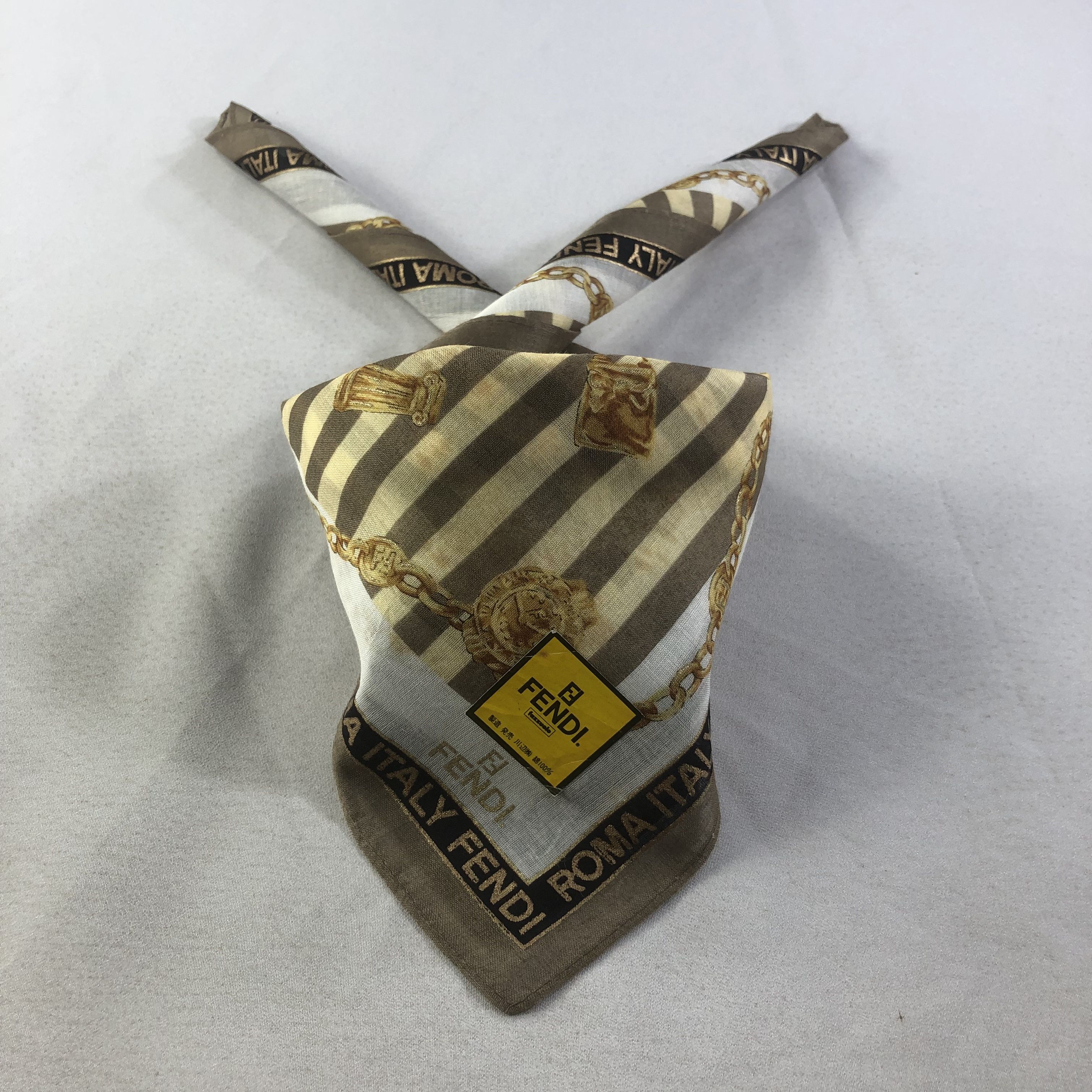 Vintage Fendi Gold Chains Handkerchief Neckerchief Bandana H2306 Size ONE SIZE - 2 Thumbnail