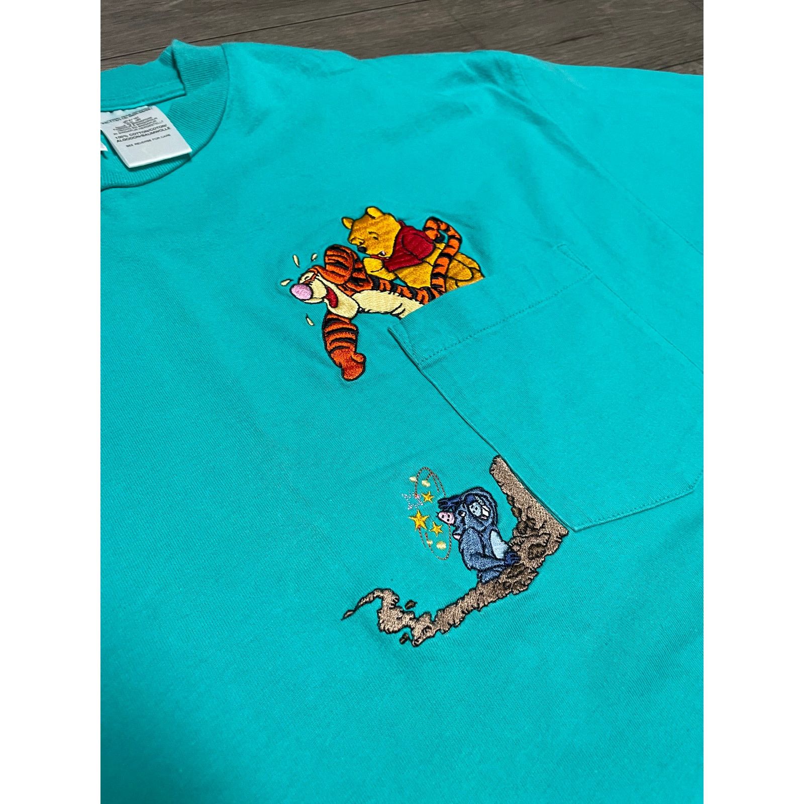 Disney × Vintage VTG Winnie the Pooh Tigger Gopher Blue Pocket Tee Sz XL 90s Size US XL / EU 56 / 4 - 2 Thumbnail