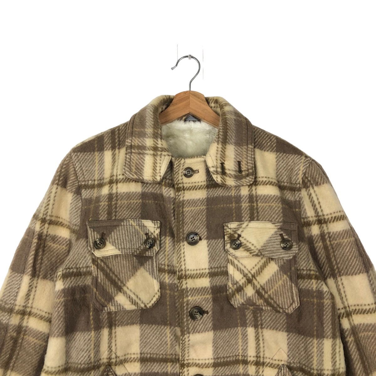 Flannel 🔥VINTAGE FLANNEL JACKET TARTAN DESIGN WOOL MINK FUR LINING Size US L / EU 52-54 / 3 - 2 Thumbnail
