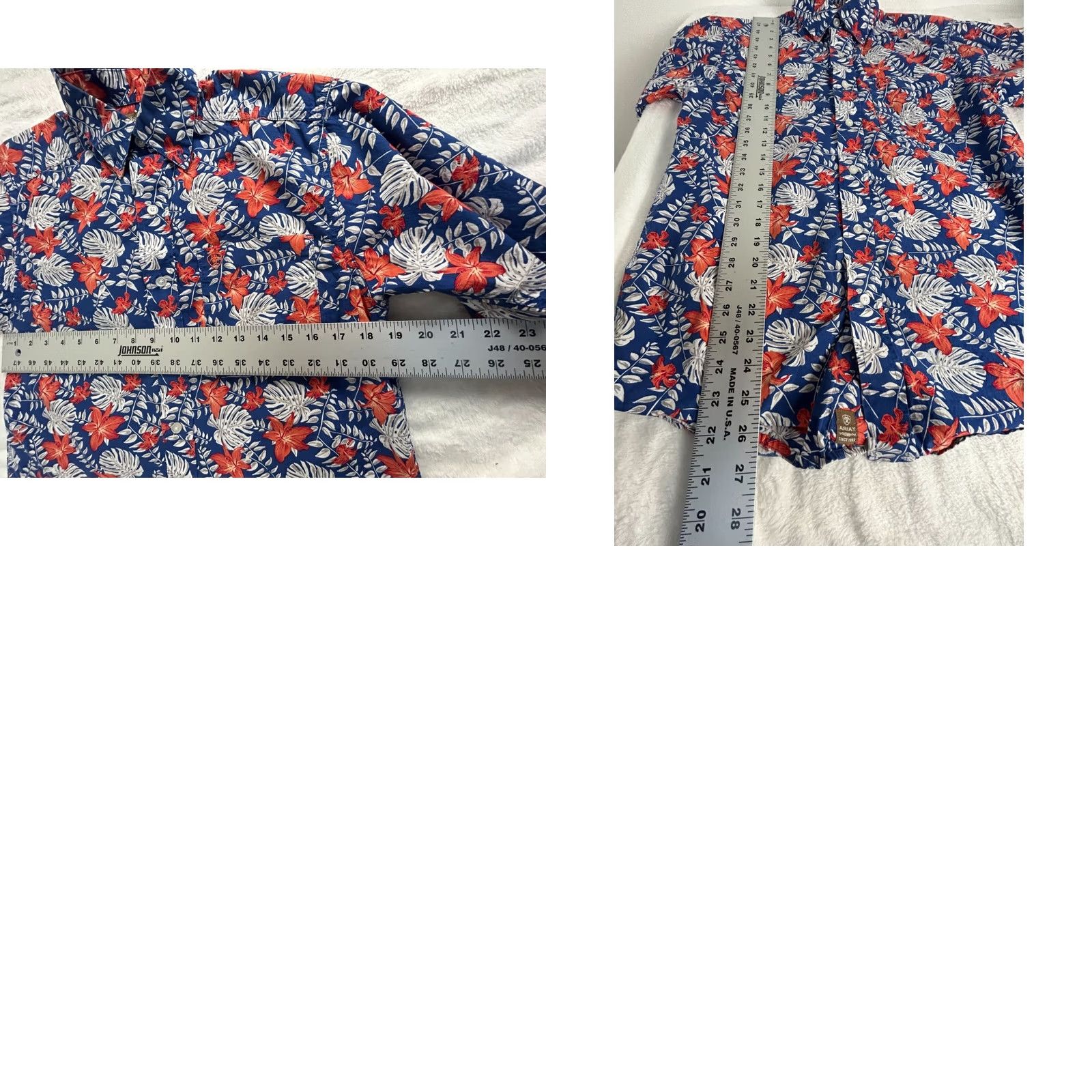 Ariat Ariat Men Floral Hawaiian Shirt XS Blue Tropical Short Sleeve Button Down Cotton Size US XS / EU 42 / 0 - 8 Thumbnail