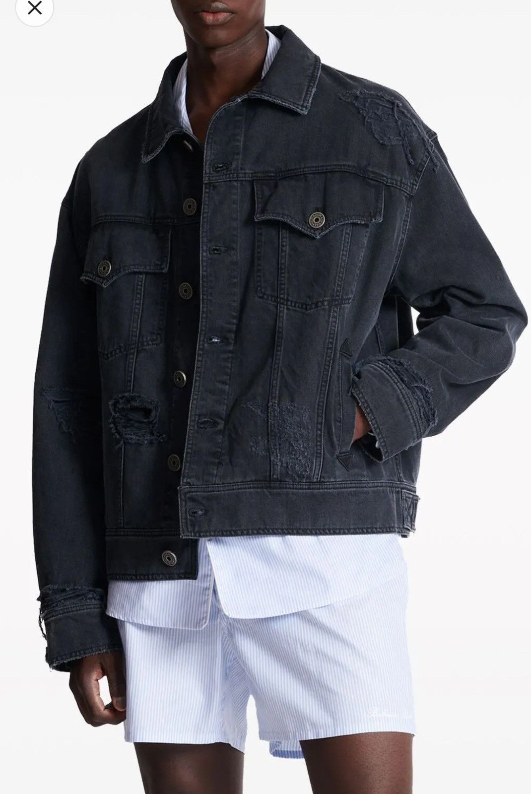 Balmain Balmain Distressed Denim Jacket Size US M / EU 48-50 / 2 - 2 Thumbnail