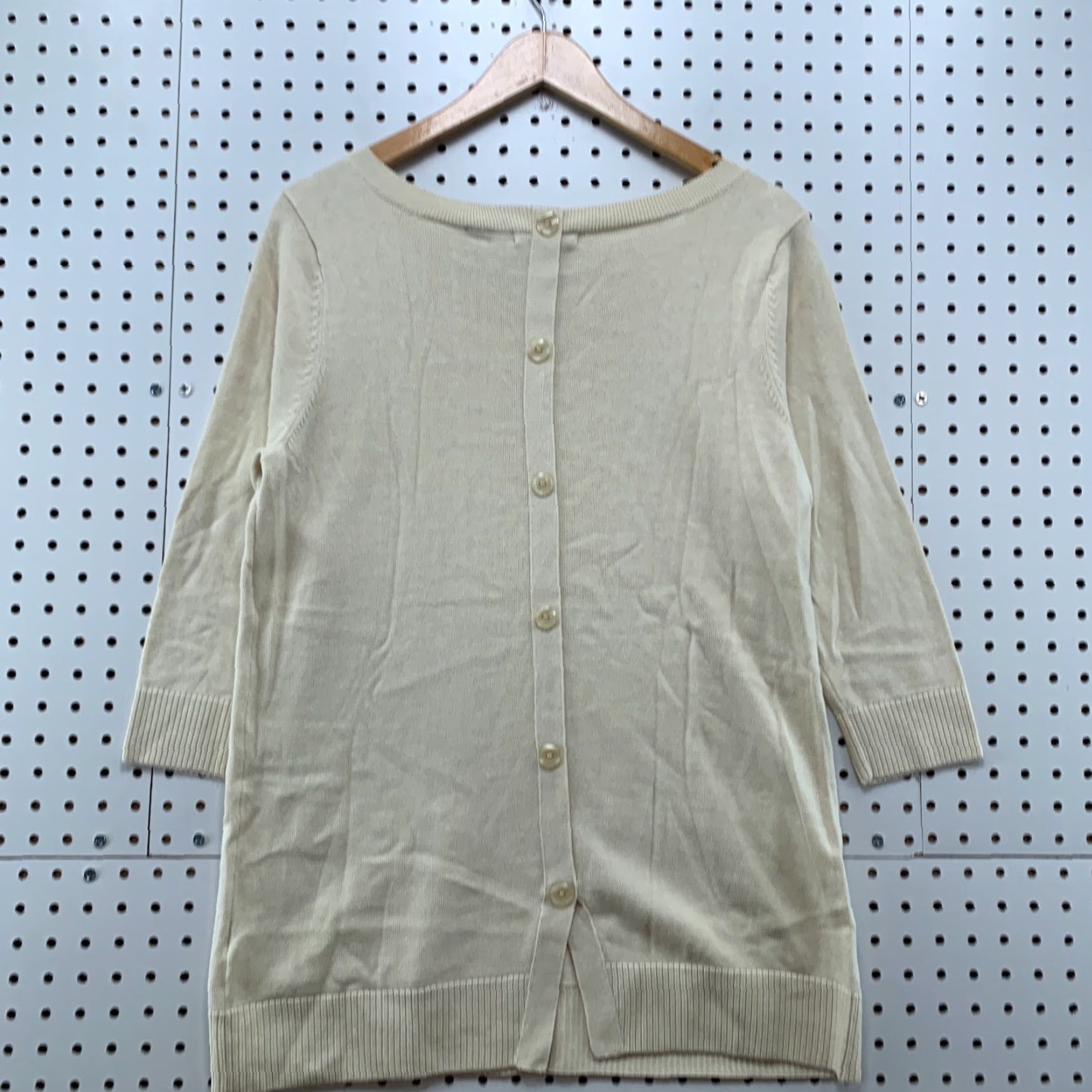 Vintage Jeanne Pierre Sweater Womens Medium Beige Button Front Pocket 20x26 Size M / US 6-8 / IT 42-44 - 2 Thumbnail