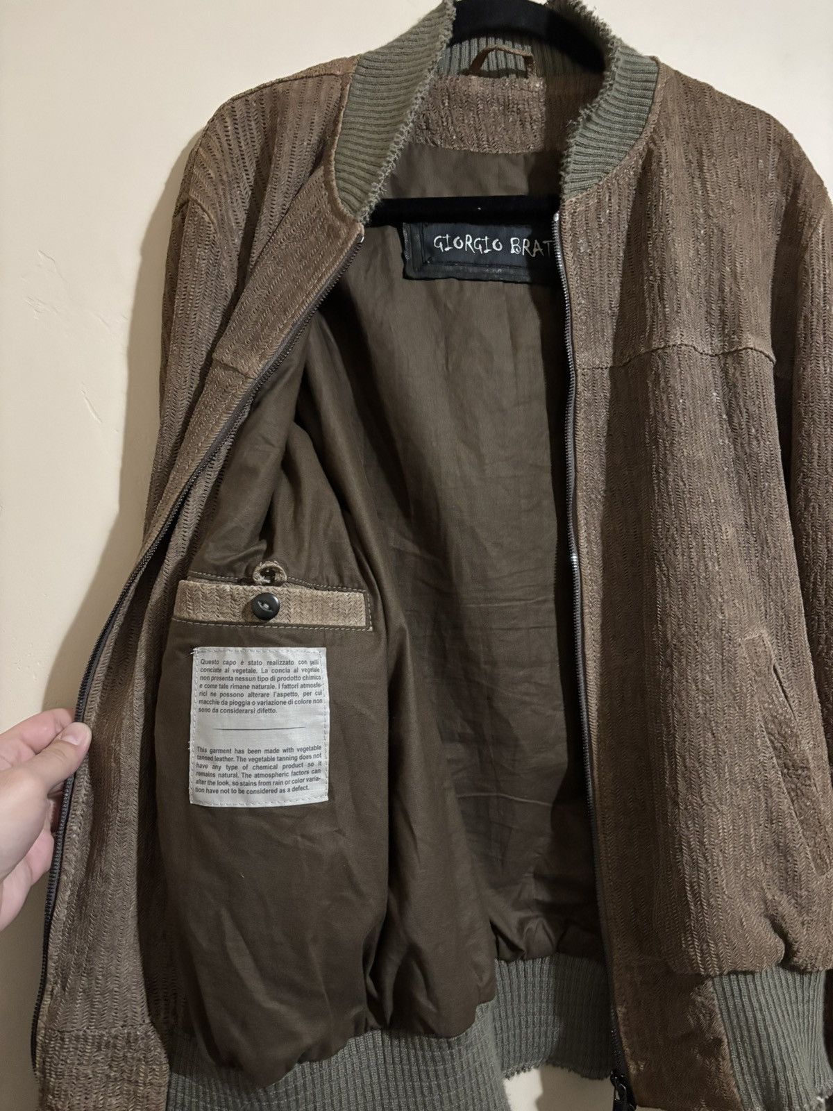 Giorgio Brato (BNWT) Perforated Vegetable Tanned Leather Bomber Jacket Size US M / EU 48-50 / 2 - 4 Thumbnail