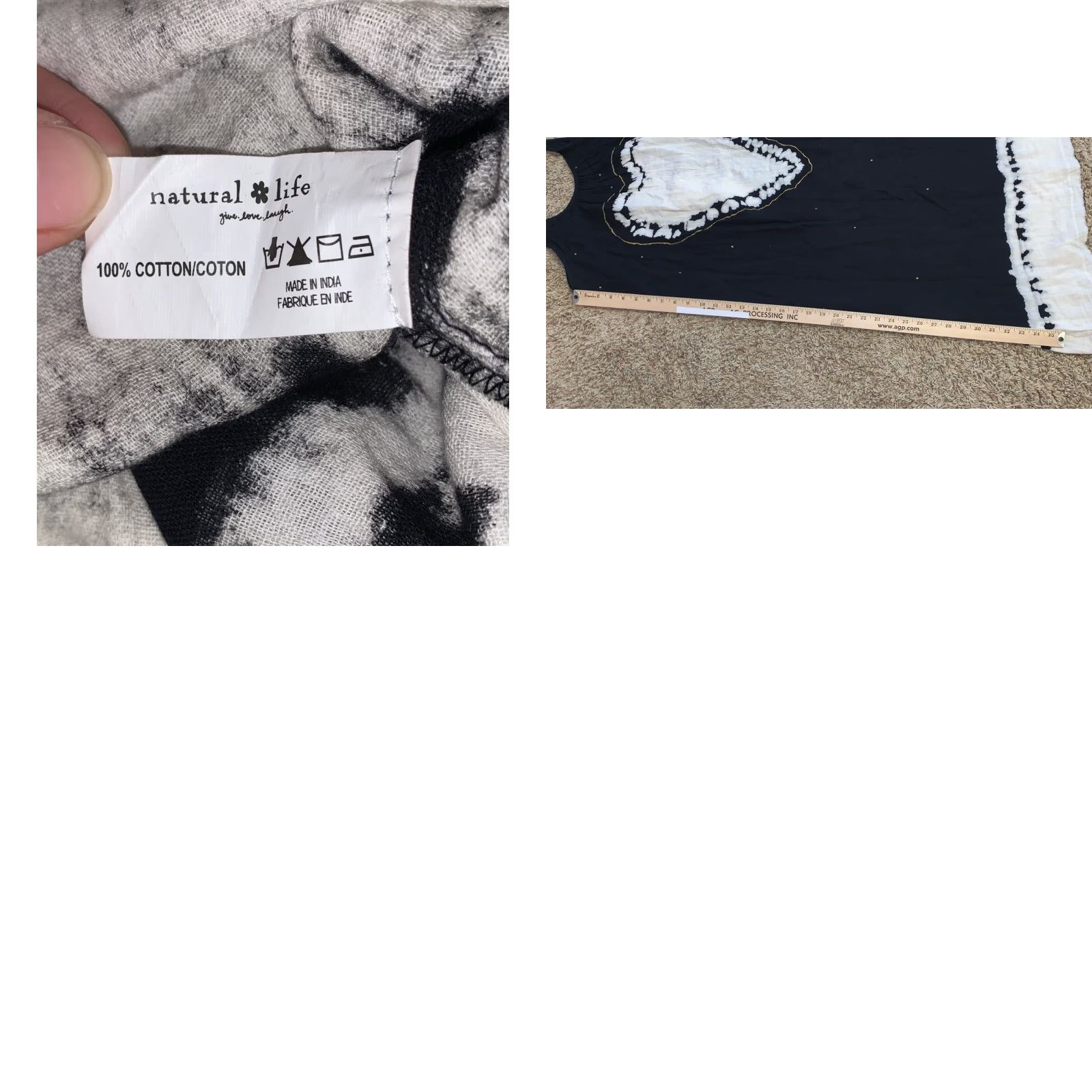 Vintage Natural Life Tank Dress XS/S Black White Heart Print 100% Cotton Midi Knit Dress Womens Boho Hippie Tiny Heart Pattern NWT 1802 Size S / US 4 / IT 40 - 8 Thumbnail
