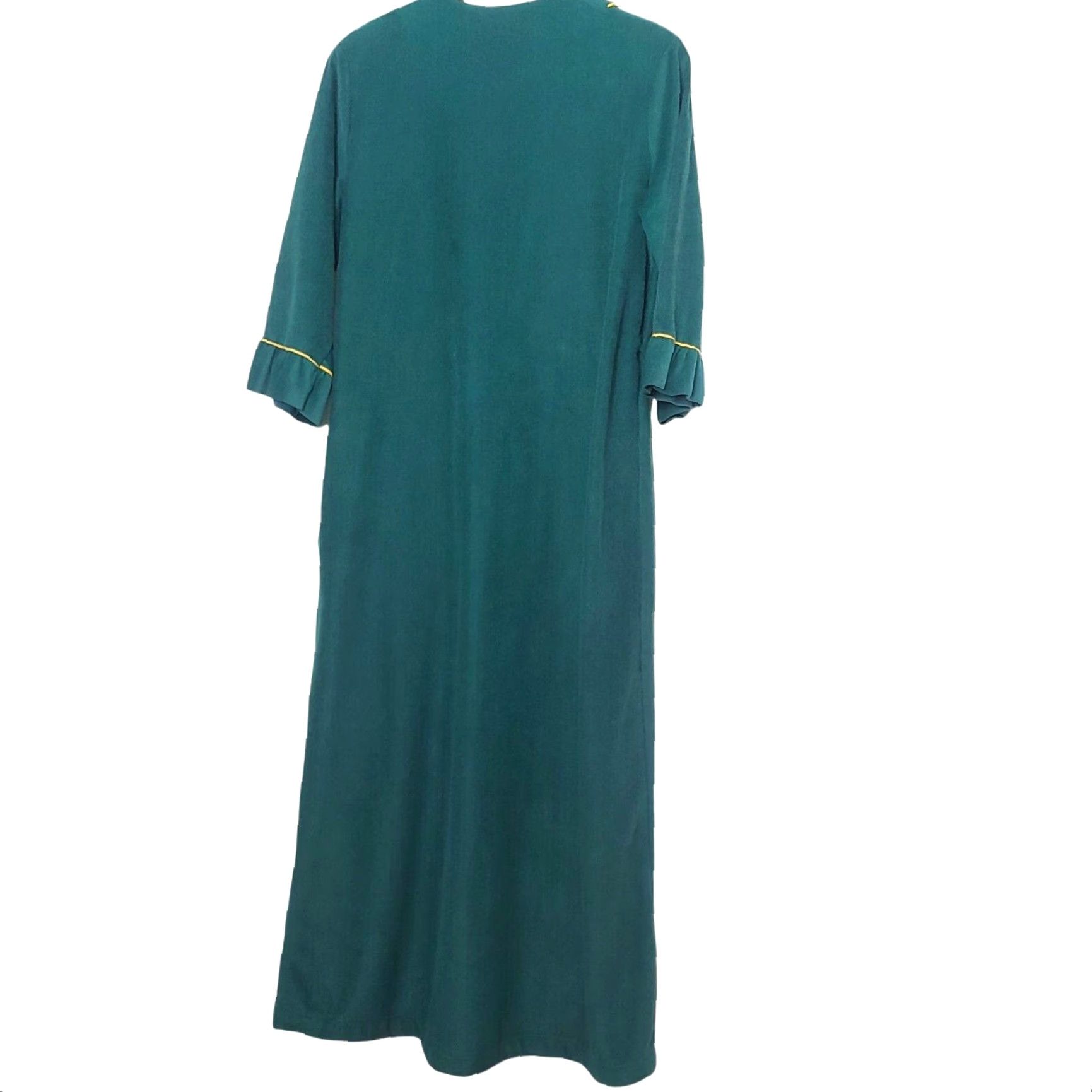 Velour VINTAGE Robe Women M 14-16 Long Green Velour Embroidered Flowers Bohemian Grannycore 80s Hippie Lounge Belted Long Robe Womens Size ONE SIZE - 5 Thumbnail