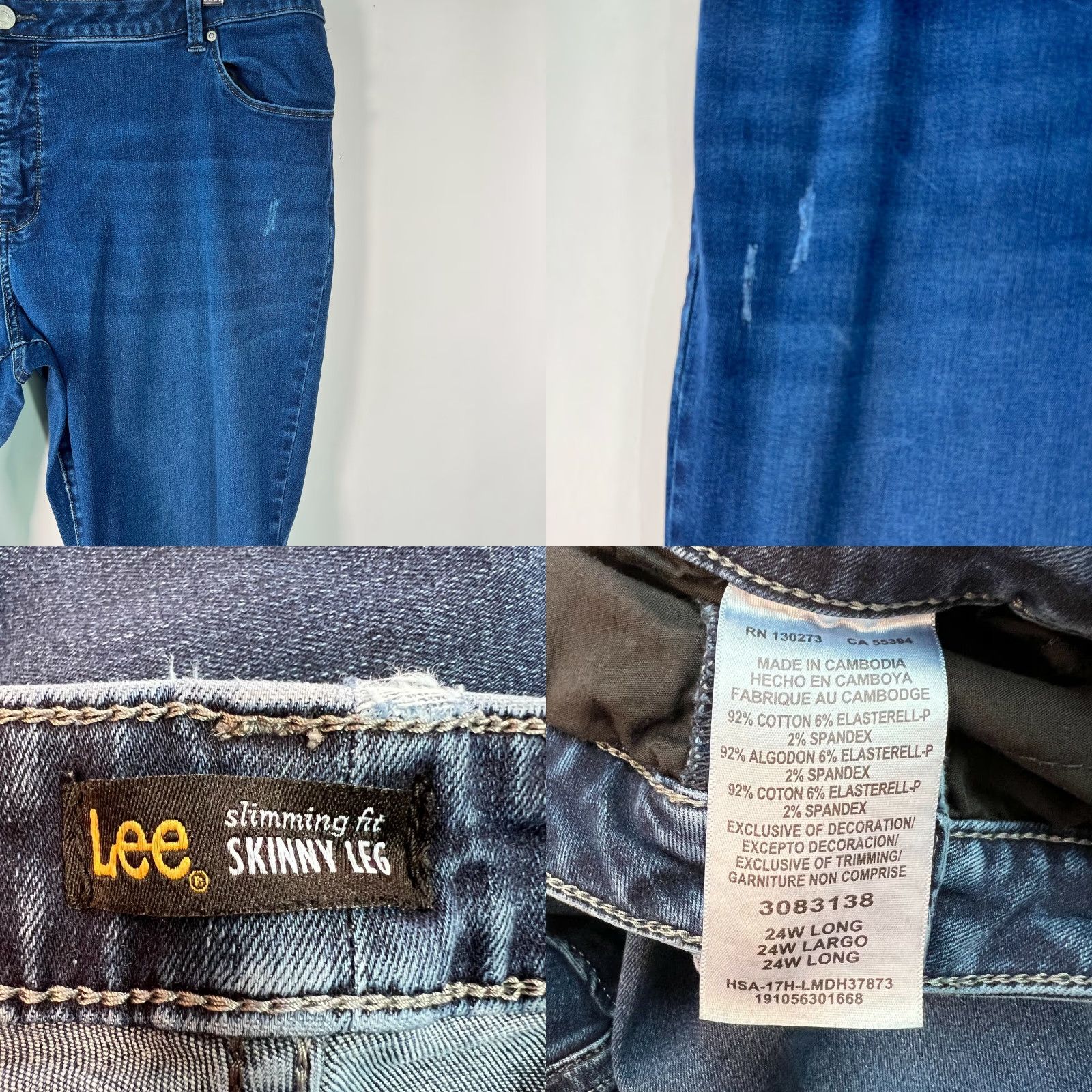 Lee Lee Jeans Womens Slim Skinny Mid Rise Stretch Blue Denim Jeans 24W Long Size Type Plus 5-Pocket Design Blue 32 in Inseam Mens? Wait. Size 42" / US 20 - 8 Thumbnail