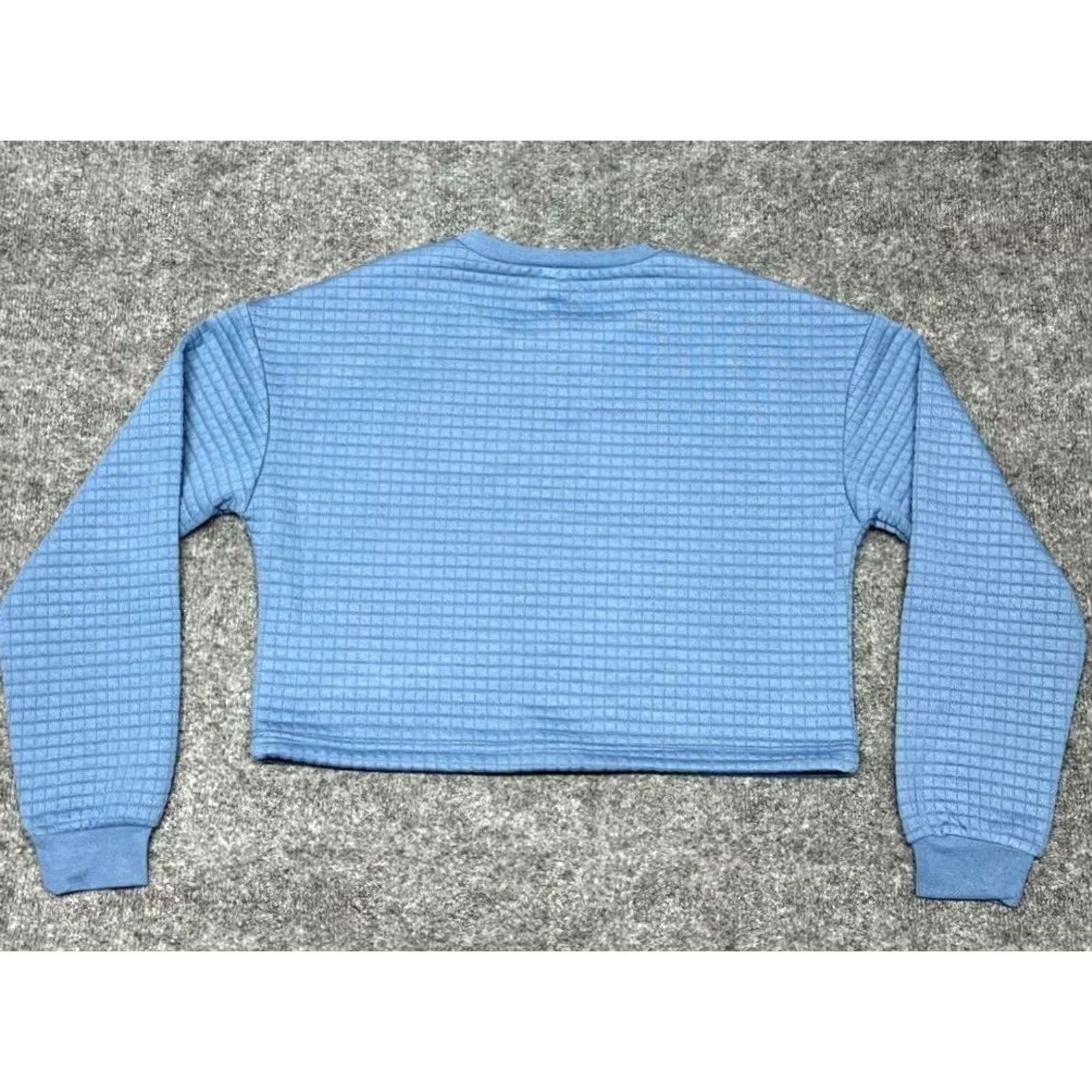 Vintage Rue21 Cropped Sweatshirt Womens S Blue Quilted Long Sleeve Crew Bungee Cord New Size S / US 4 / IT 40 - 7 Thumbnail