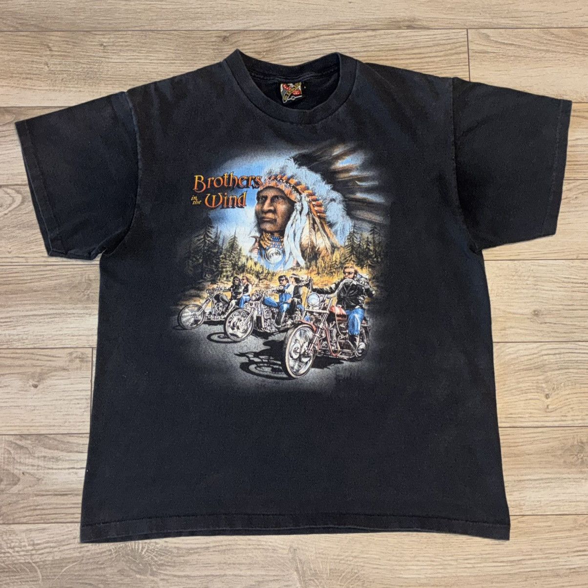 90s 3D emblem “Brothers of the Wind” biker tee