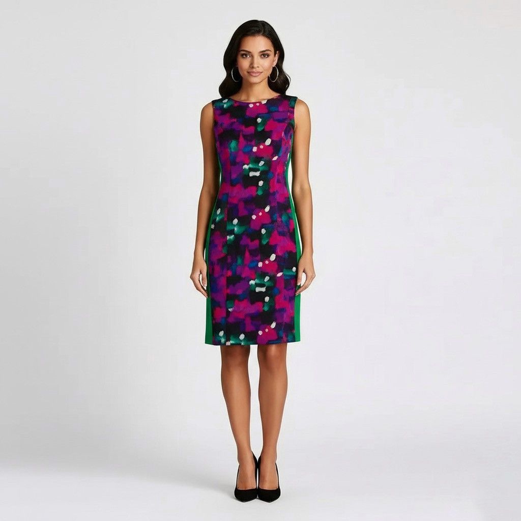 Isaac Mizrahi ISAAC MIZRAHI NEW YORK | Abstract Print Sheath Dress | US 10 Size XL / US 12-14 / IT 48-50 - 1 Thumbnail
