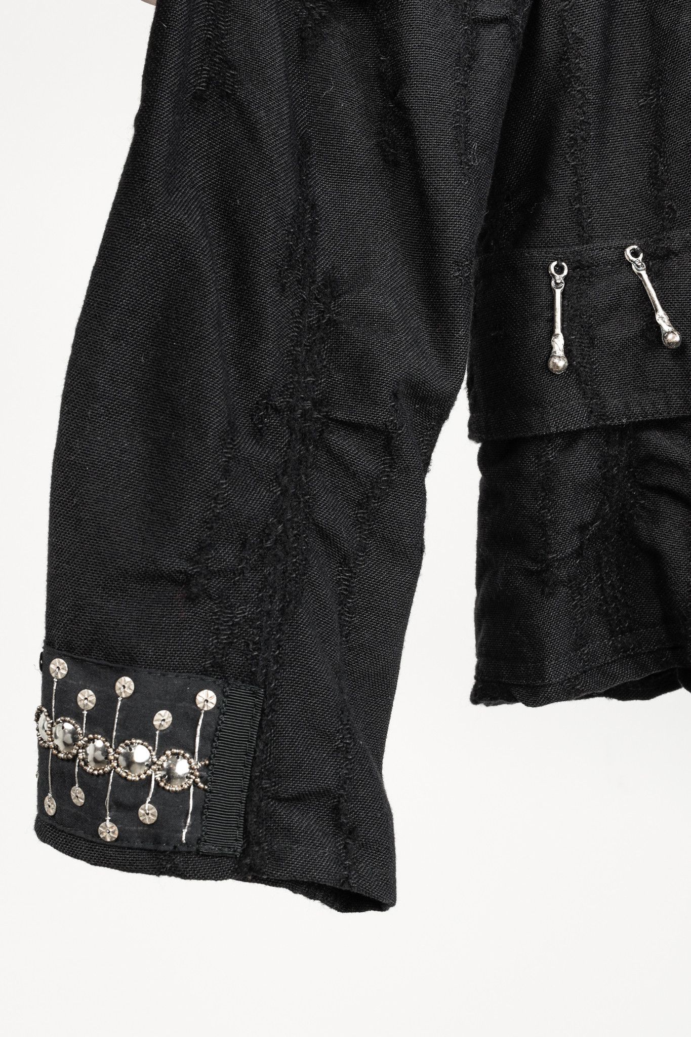 Other Caty Lesca Black Textured Wool & Cotton Metal-Accent Jacket Size L / US 10 / IT 46 - 6 Thumbnail