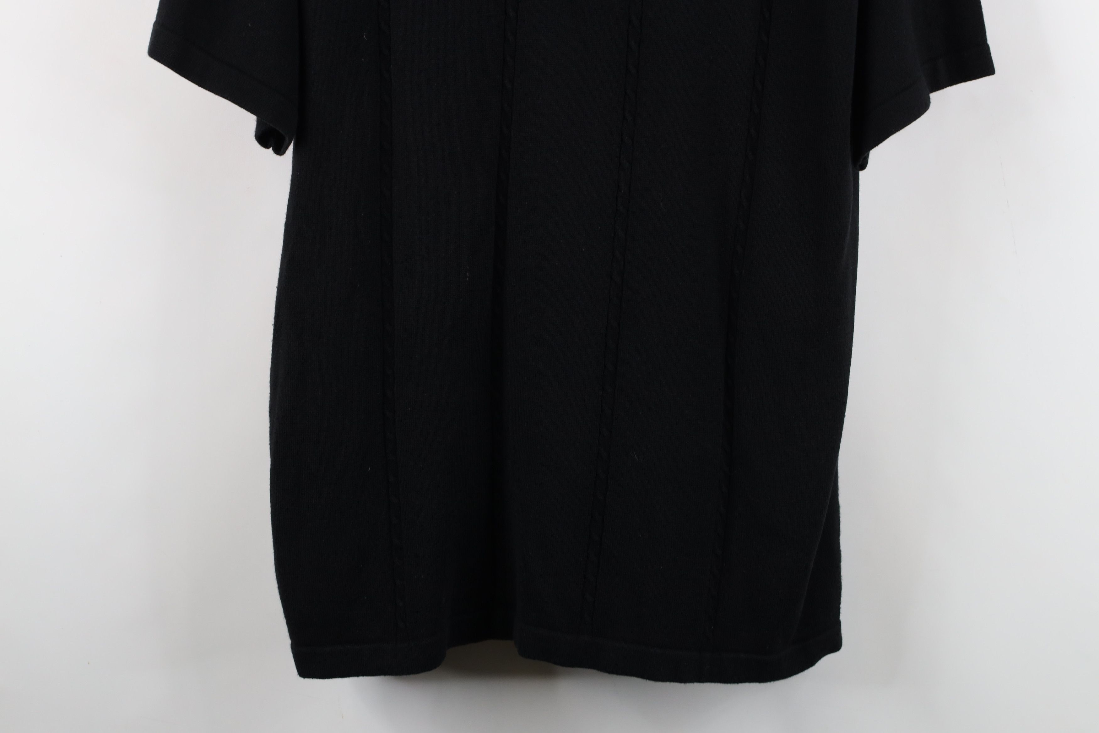 Vintage Vintage 90s Streetwear Blank Cable Knit Collared Polo Black Size US L / EU 52-54 / 3 - 3 Thumbnail