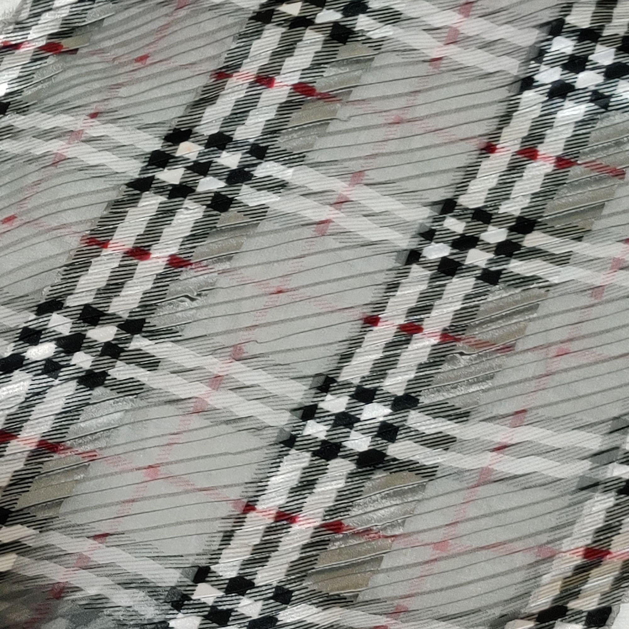 Other Classic Nova Check Plaid Scarf Neutral Gray Black Crinkle Pl Size ONE SIZE - 6 Thumbnail