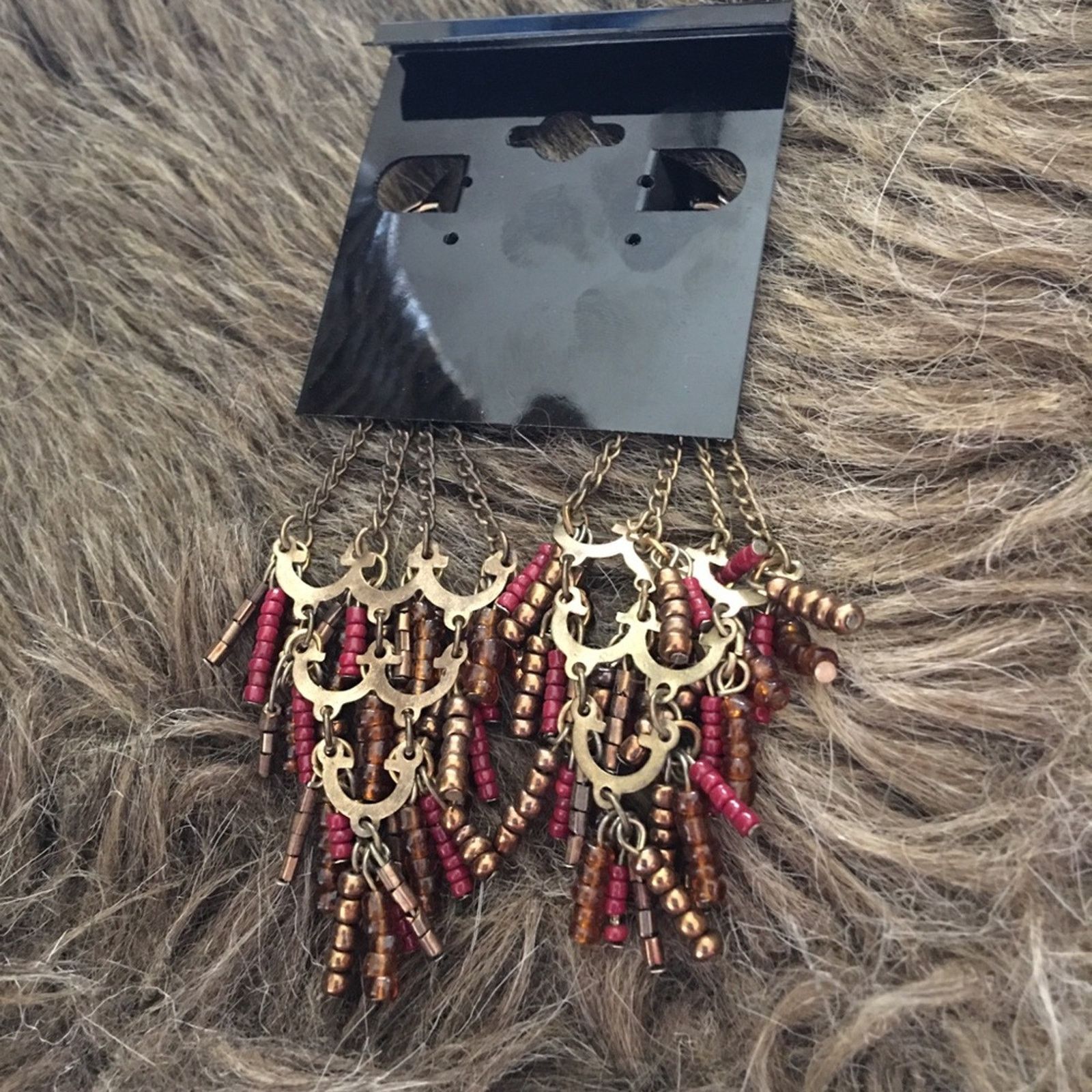 Jewelry Brass tone lever back chandelier style earrings Size ONE SIZE - 3 Thumbnail