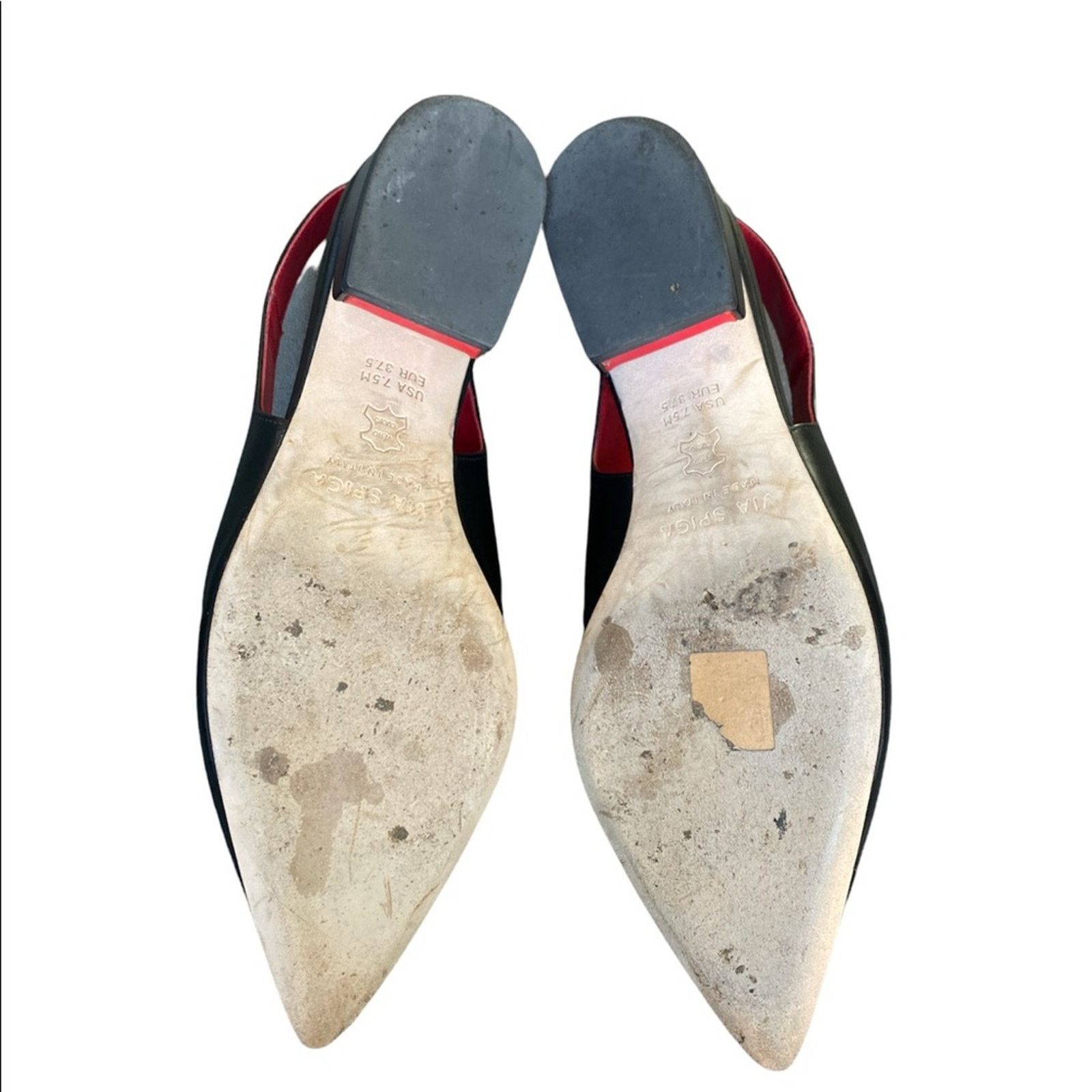 Other VIA SPIGA Darwin Pointed Toe Slingback Pumps Black Leather Size US 7.5 / IT 37.5 - 4 Thumbnail