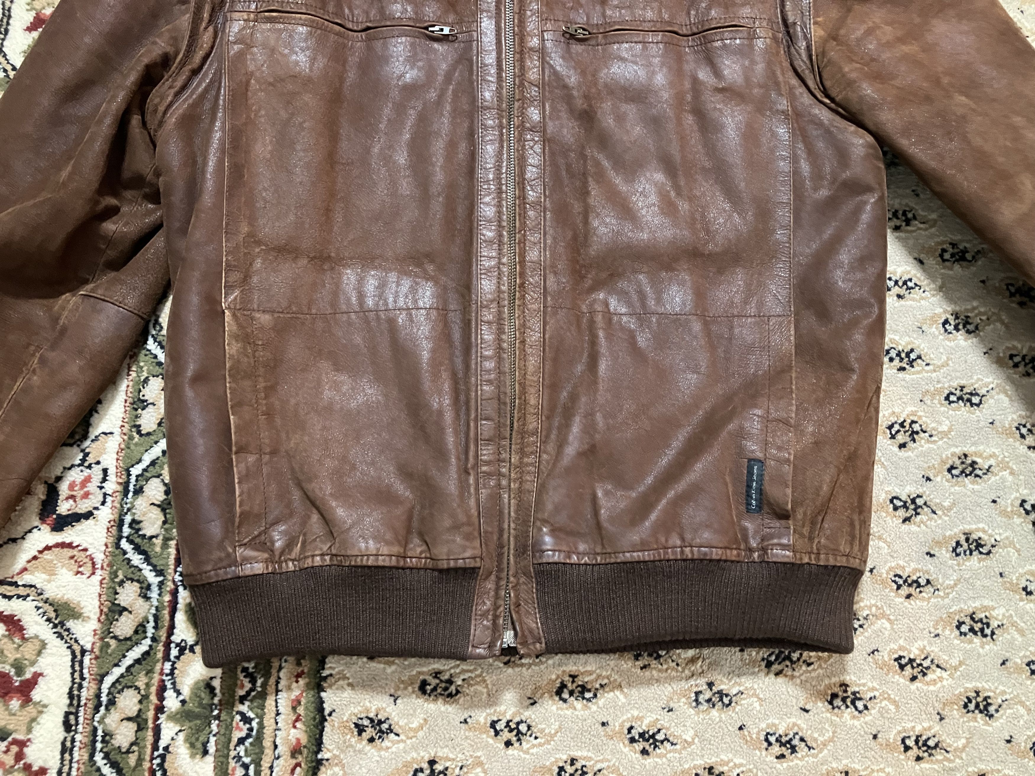 Calvin Klein × Leather × Vintage Vintage CK Calvin Klein Jeans Leather Jacket Brown Size US XL / EU 56 / 4 - 3 Thumbnail