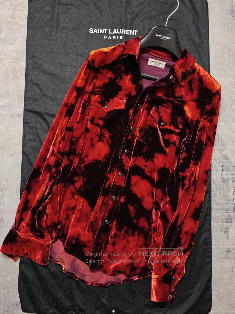 Saint Laurent Paris Saint Laurent Paris Velvet Tie-Dye Shirt Size US M / EU 48-50 / 2 - 1 Thumbnail