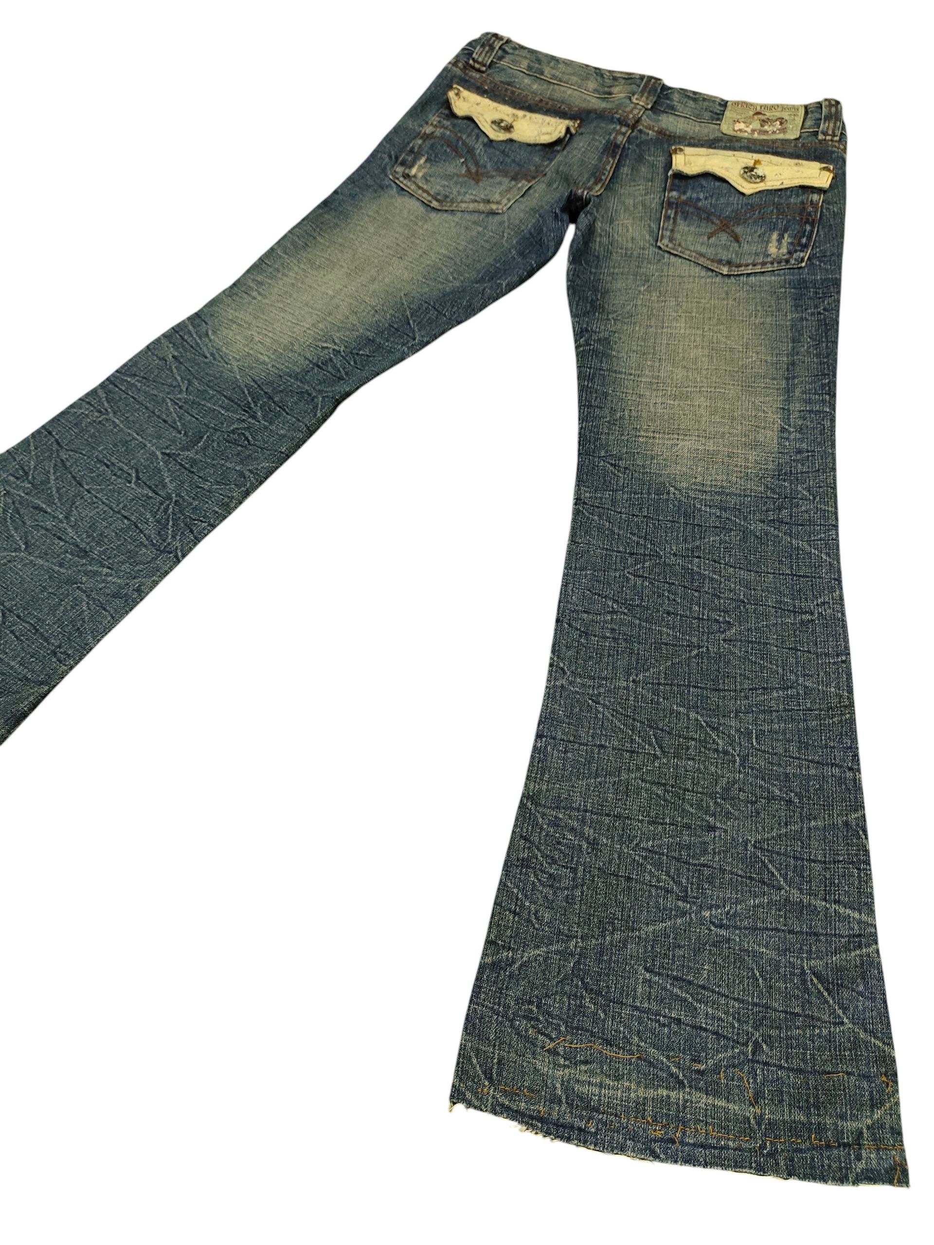 Tornado Mart Flare Jeans Africa Taro Distress Denim Bootcut Low Rise Y2k Size US 29 - 1 Thumbnail
