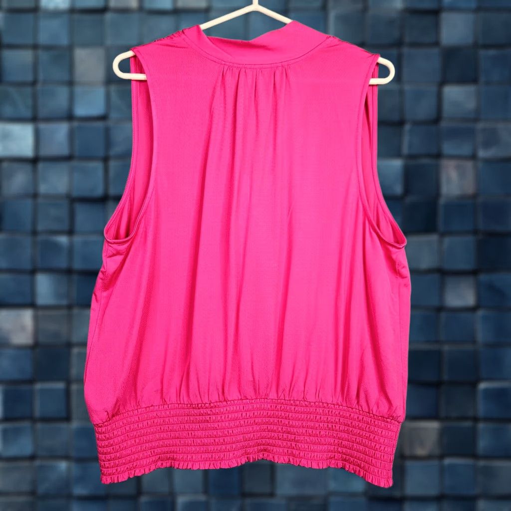 Anthropologie Anthropologie Women Pink Tie Front Blouse L Sleeveless Smocked Hem Boho Top Size L / US 10 / IT 46 - 1 Thumbnail