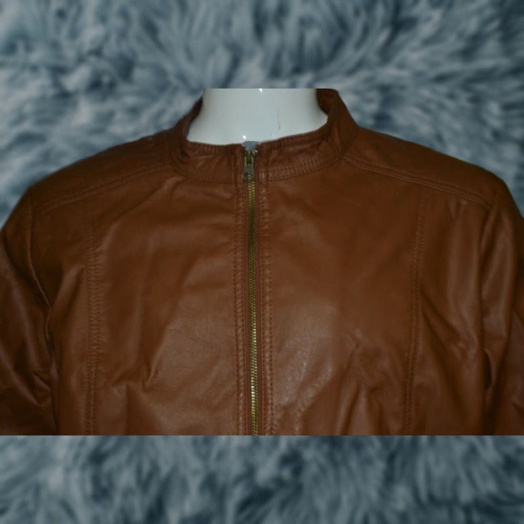 Faded Glory Womens Faded Glory Lightweight Brown Leather Racing Jacket 3XL Jacket Womens Brown Leather Racing Jacket 3XL Lightweight Zip Up Womens Faded Glory Size XXL / US 16-18 / IT 52-54 - 1 Thumbnail
