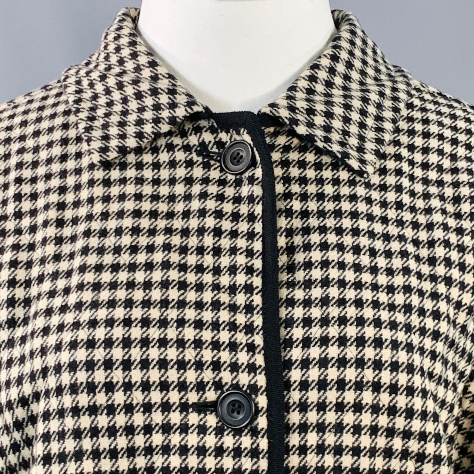 Aquascutum AQUASCUTUM Beige Wool Houndstooth Quilted Buttoned Jacket Size XL / US 12-14 / IT 48-50 - 2 Thumbnail
