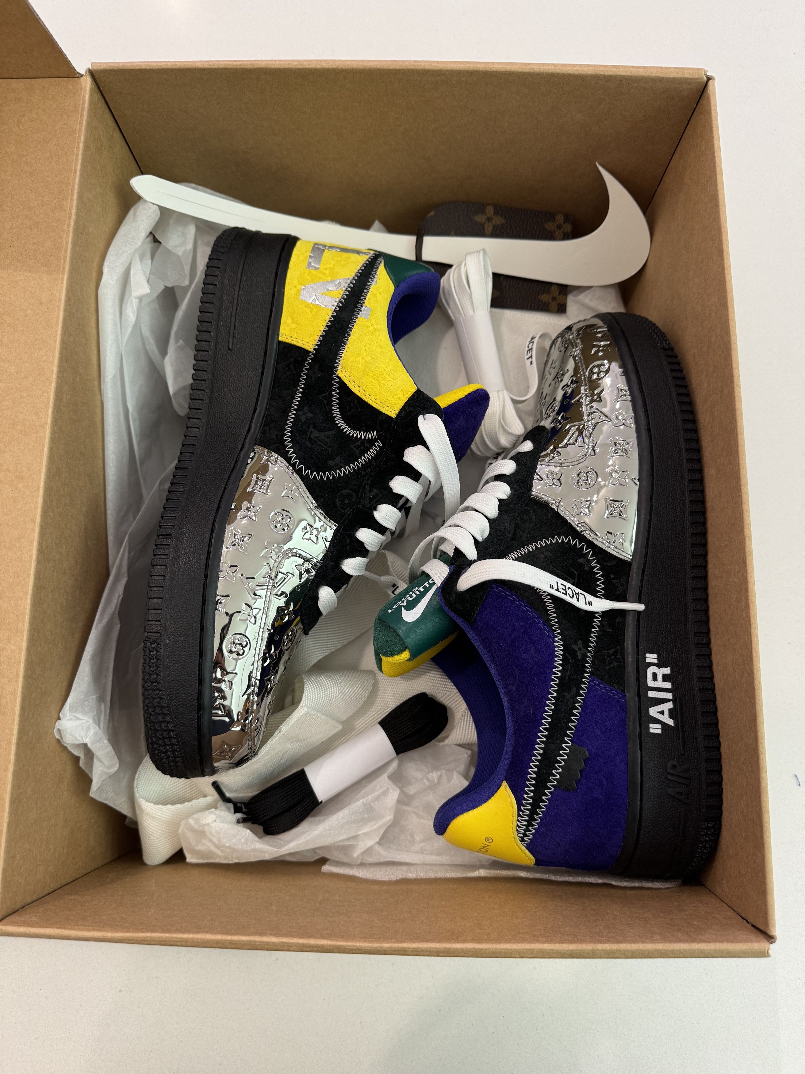 Louis Vuitton x Nike Air Force Low Black Metallic Silver