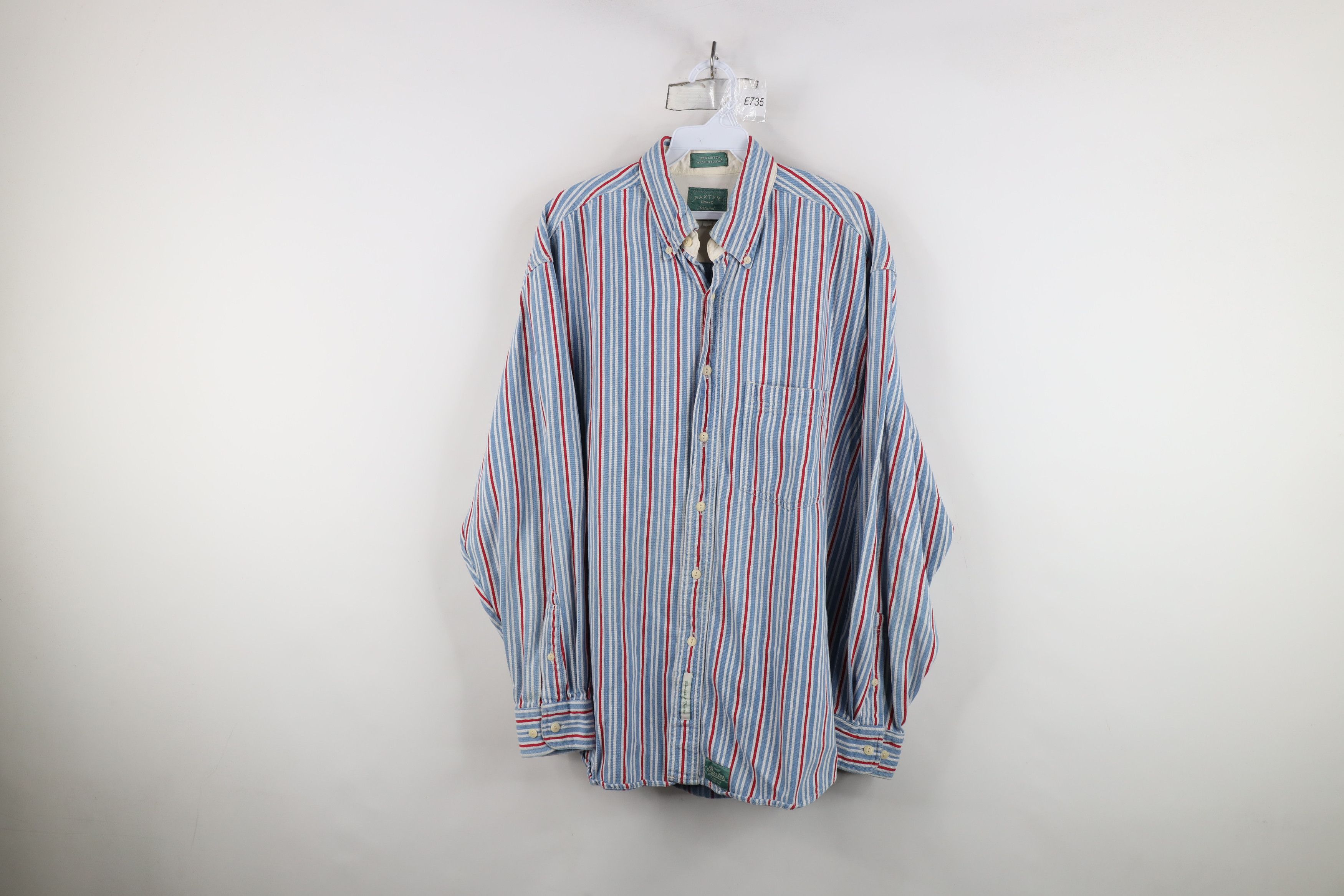 Vintage Vintage 90s Streetwear Striped Soft Denim Button Down Shirt Size US L / EU 52-54 / 3 - 1 Thumbnail