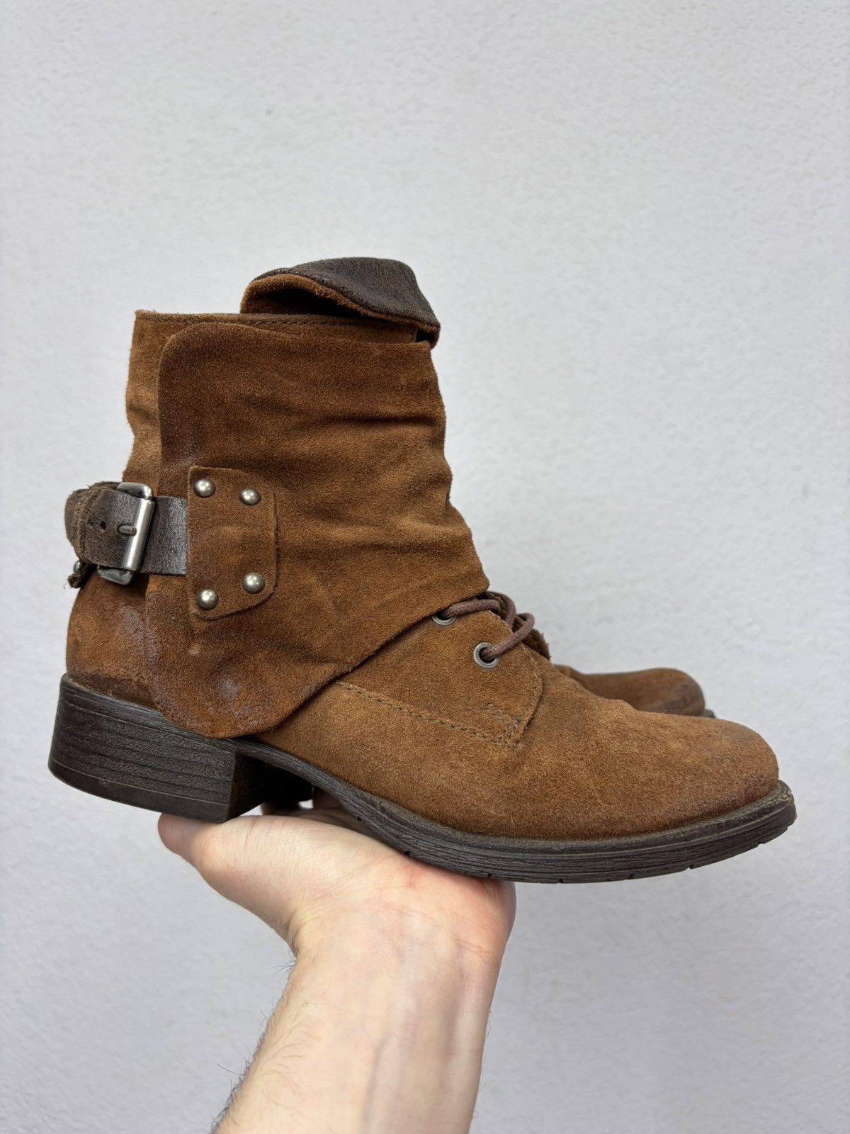 If Six Was Nine Vintage Italian AS 98 Rick Owens Style Leather Biker Boots Size US 6.5 / EU 39-40 - 8 Thumbnail