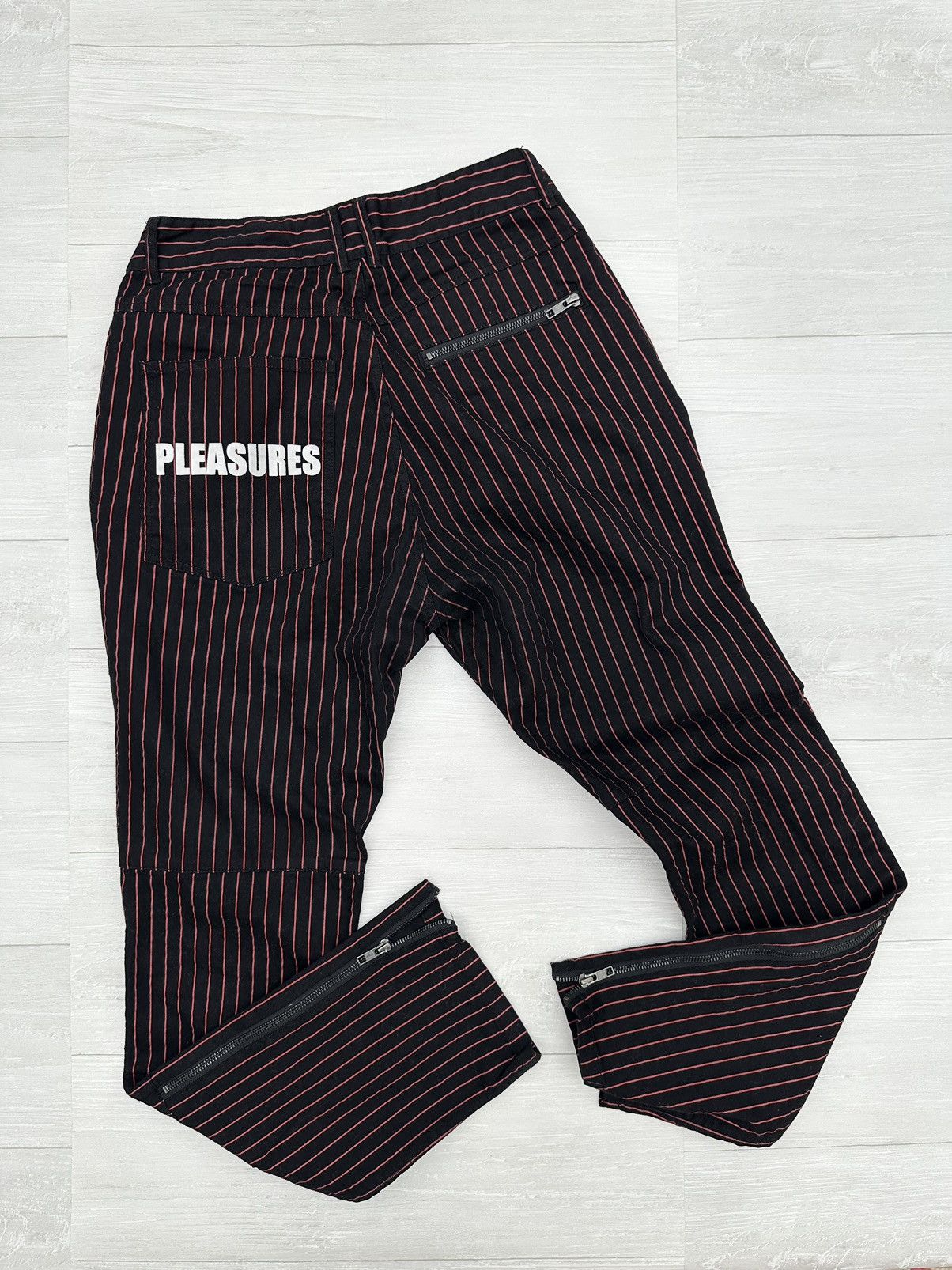 Pleasures Pleasures Black + Red Ankle Zip Punk / Grunge Pants Sz. 30 Size US 30 / EU 46 - 1 Thumbnail
