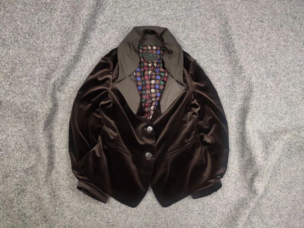 Etro Milano Design Dark Brown Velour Blazer Jacket zeta silk