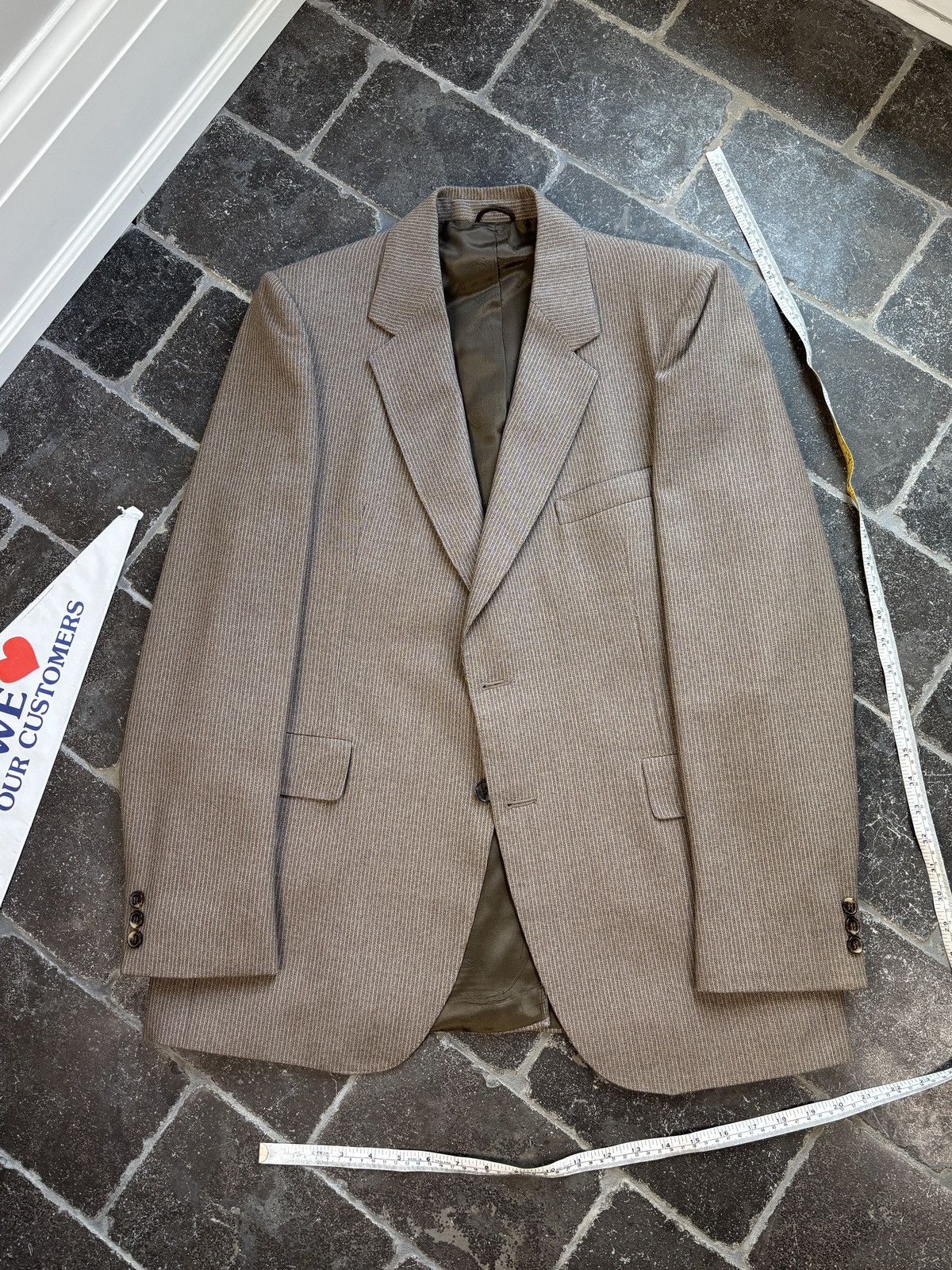 Vintage Vintage Wool Suit Brown Stripe Two Piece 2pc Matching Set Size 40L - 4 Thumbnail